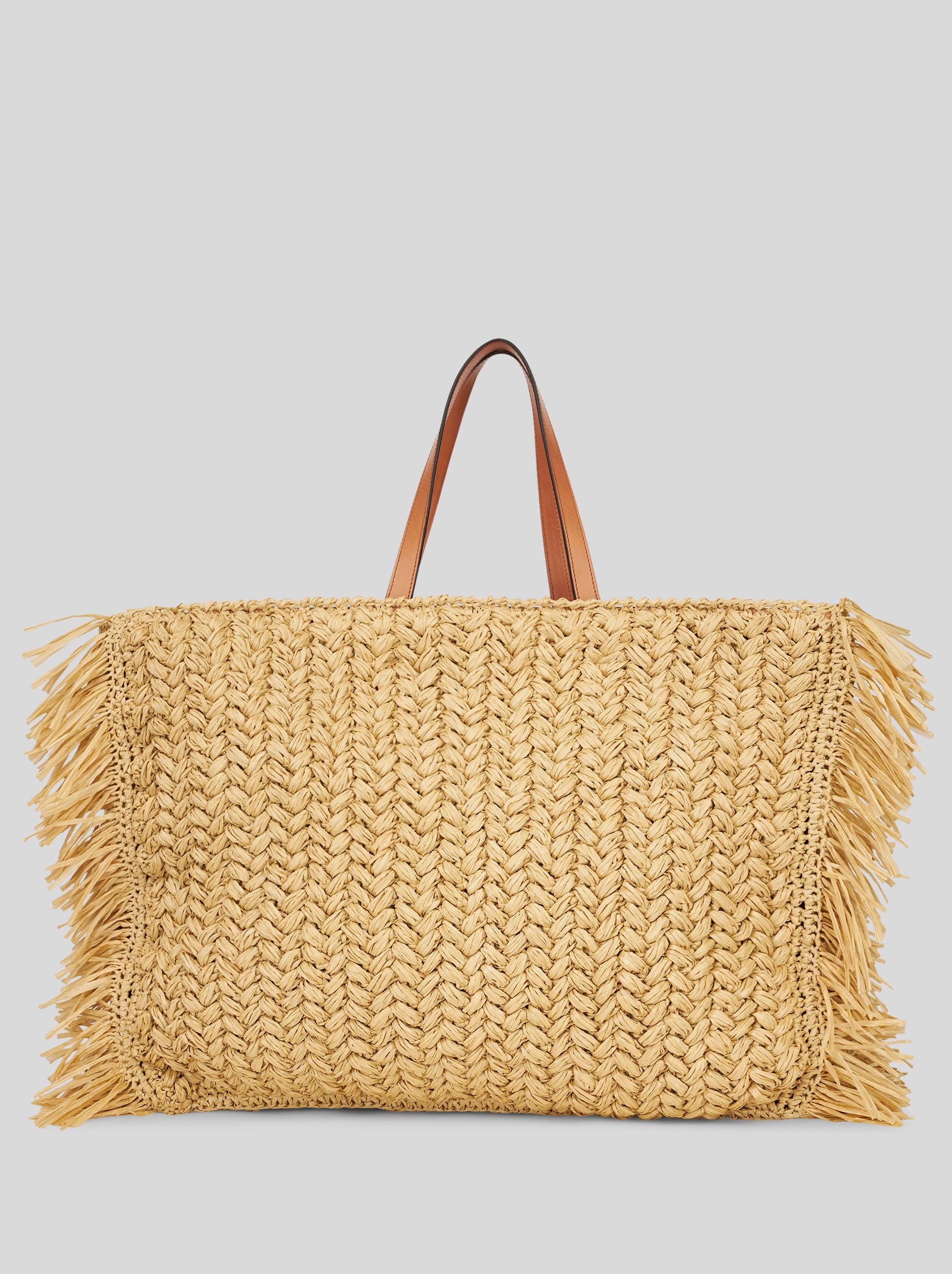 LARGE SHOPPING BAG IN PERFORATED RAFFIA WITH ETRO CUBE LOGO - 3