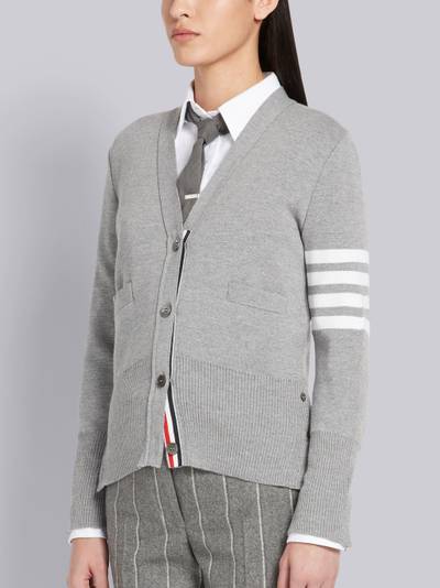 Thom Browne Dark Grey Milano Stitch Fine Merino Wool 4-bar V-neck Cardigan outlook