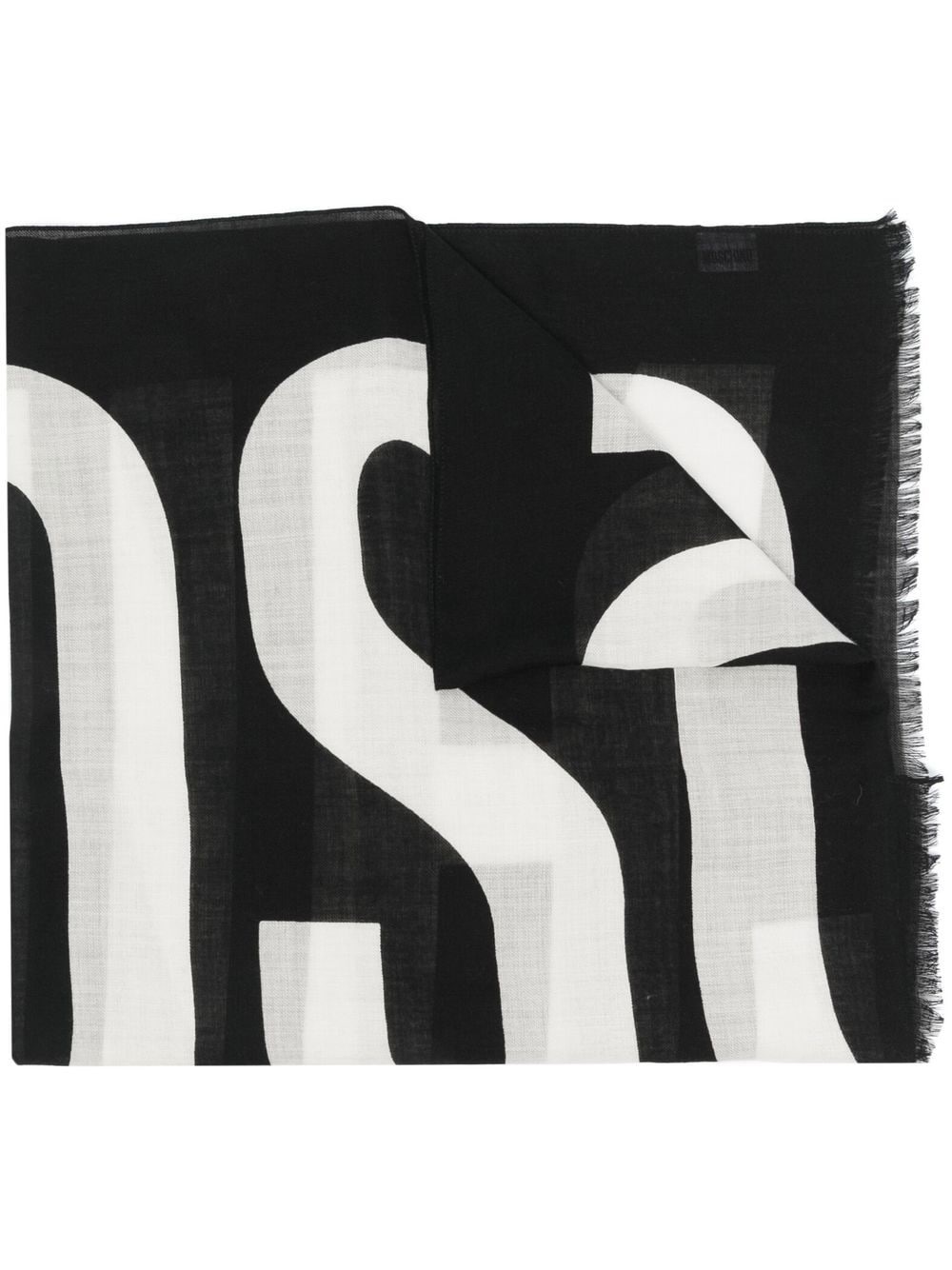 logo-print frayed-edge scarf - 1