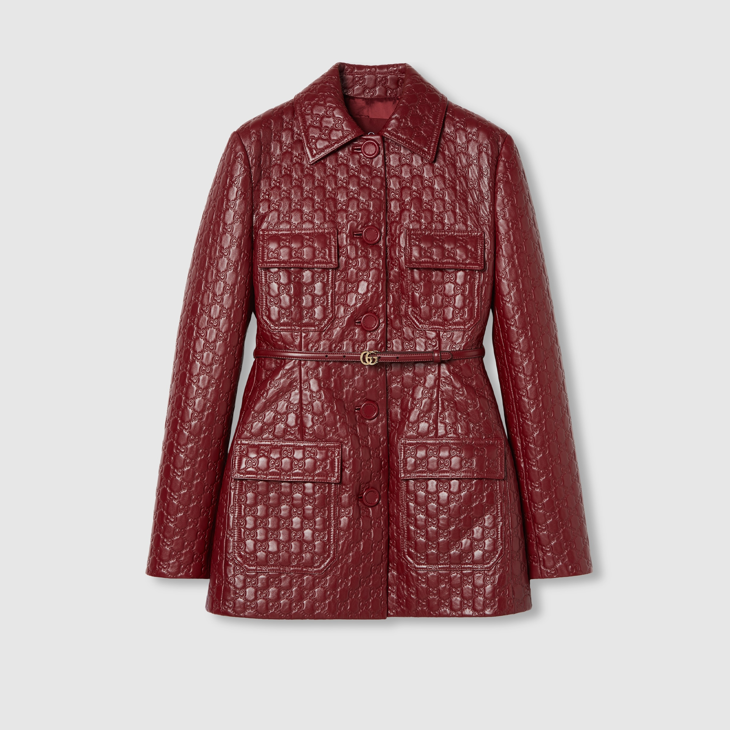 GG embossed leather jacket - 1