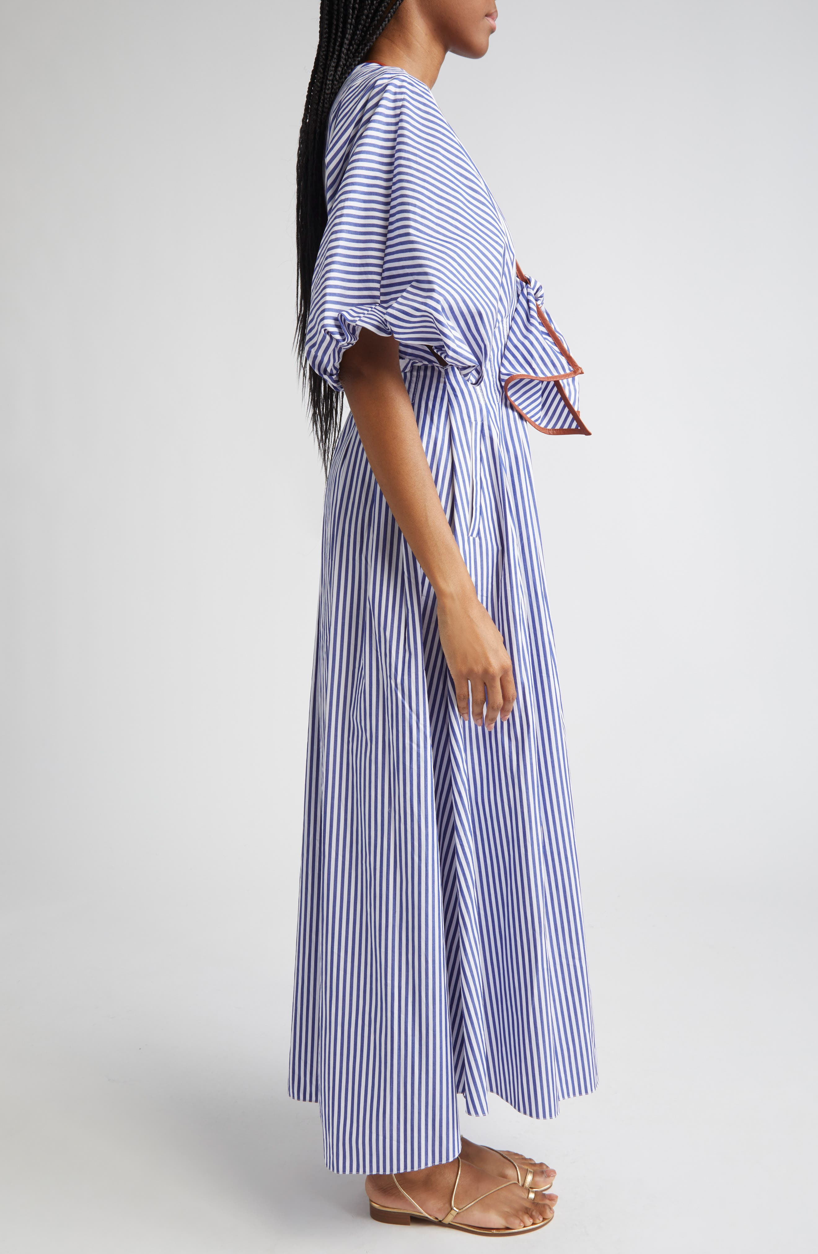 Johanna Ortiz Endless Spring Tie Front Cotton Dress in Off White /Blue at Nordstrom - 3