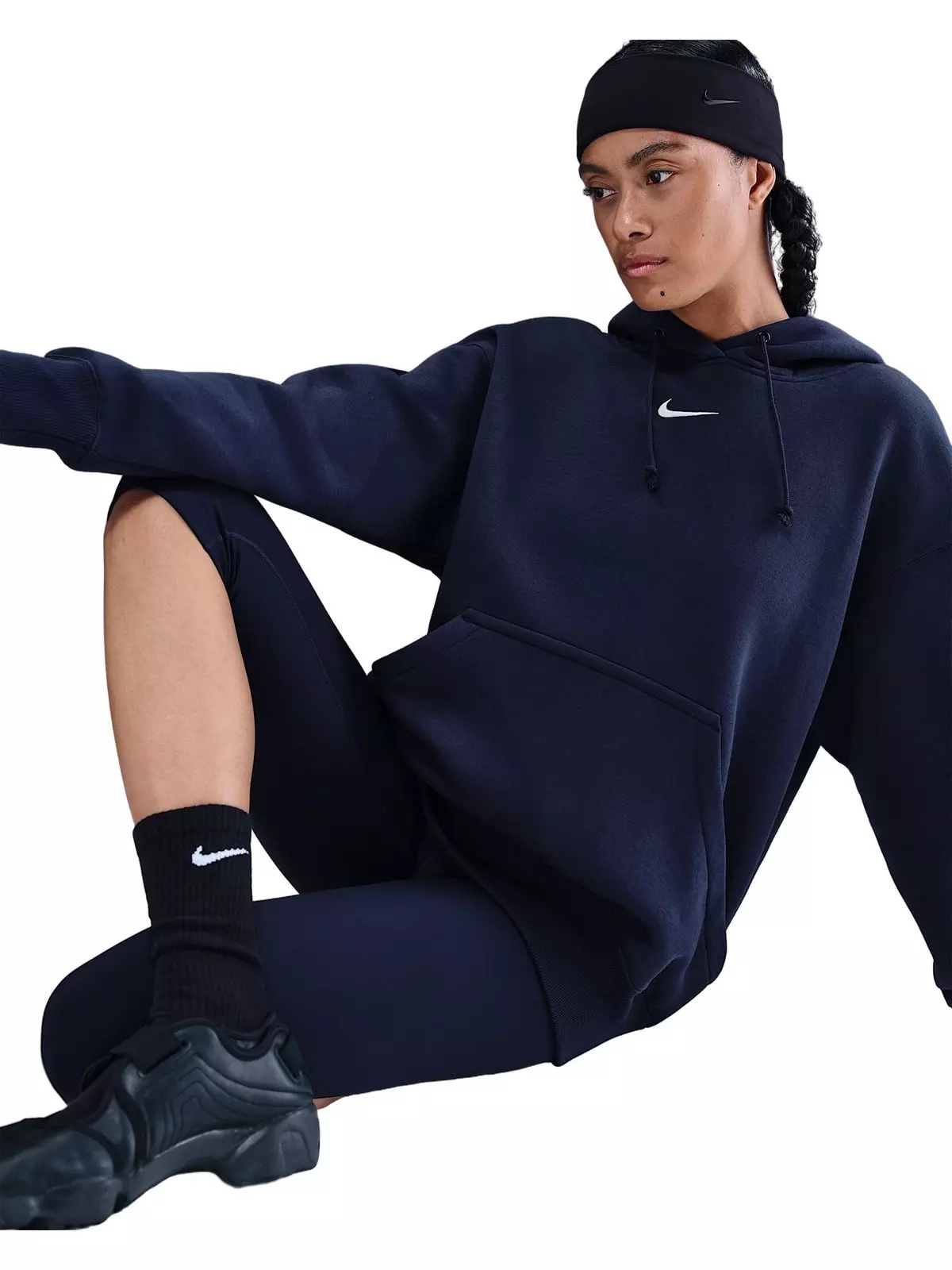 Women's Sportswear Phoenix Fleece Oversized Pullover Hoodie -Navy - 3