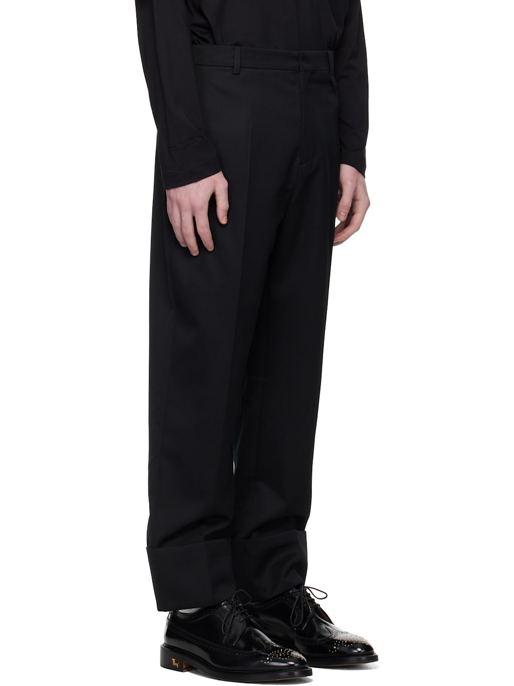 Black Cuffed Straight Leg Trousers - 2