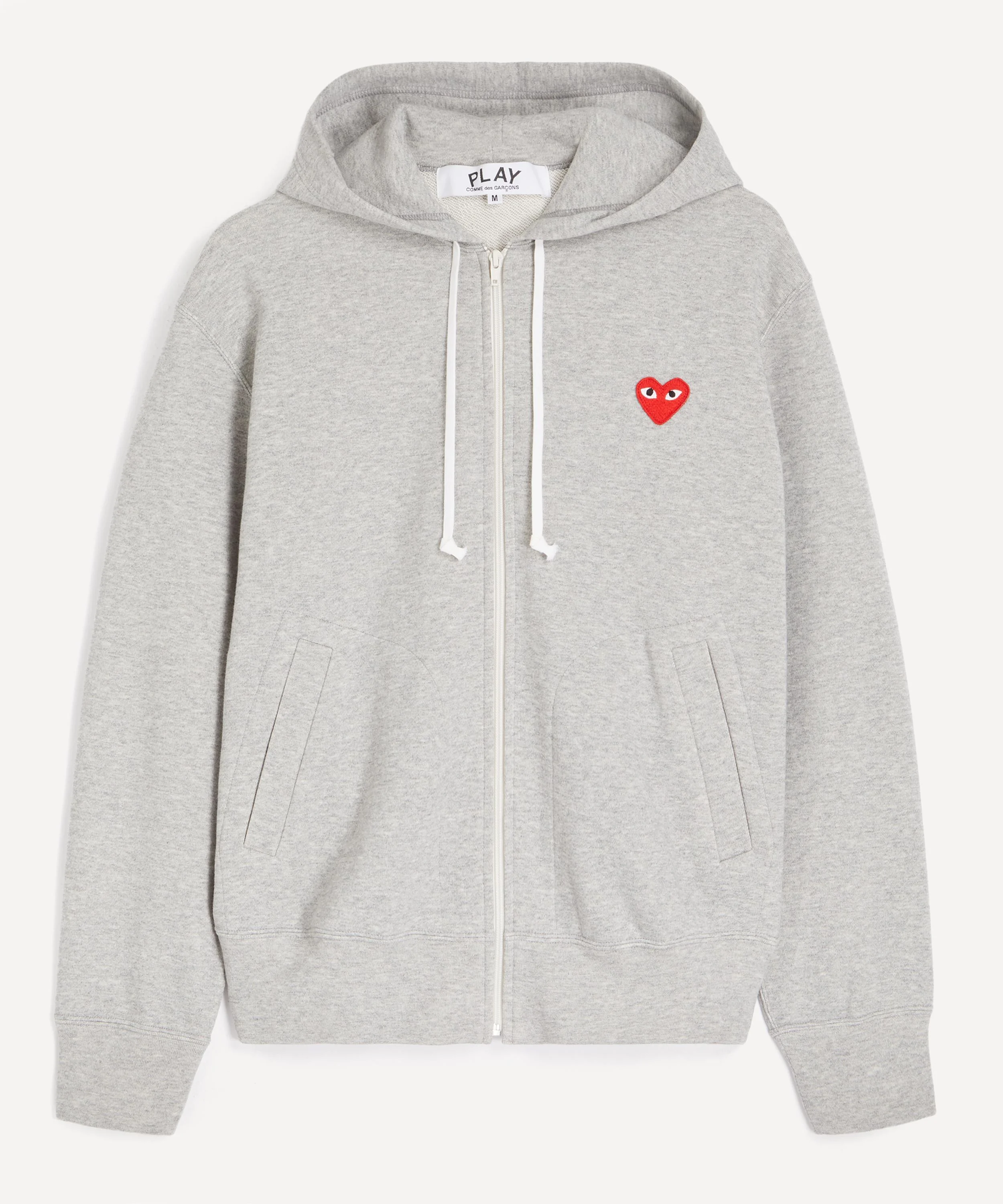 Grey Red Emblem Zip Hoodie - 1