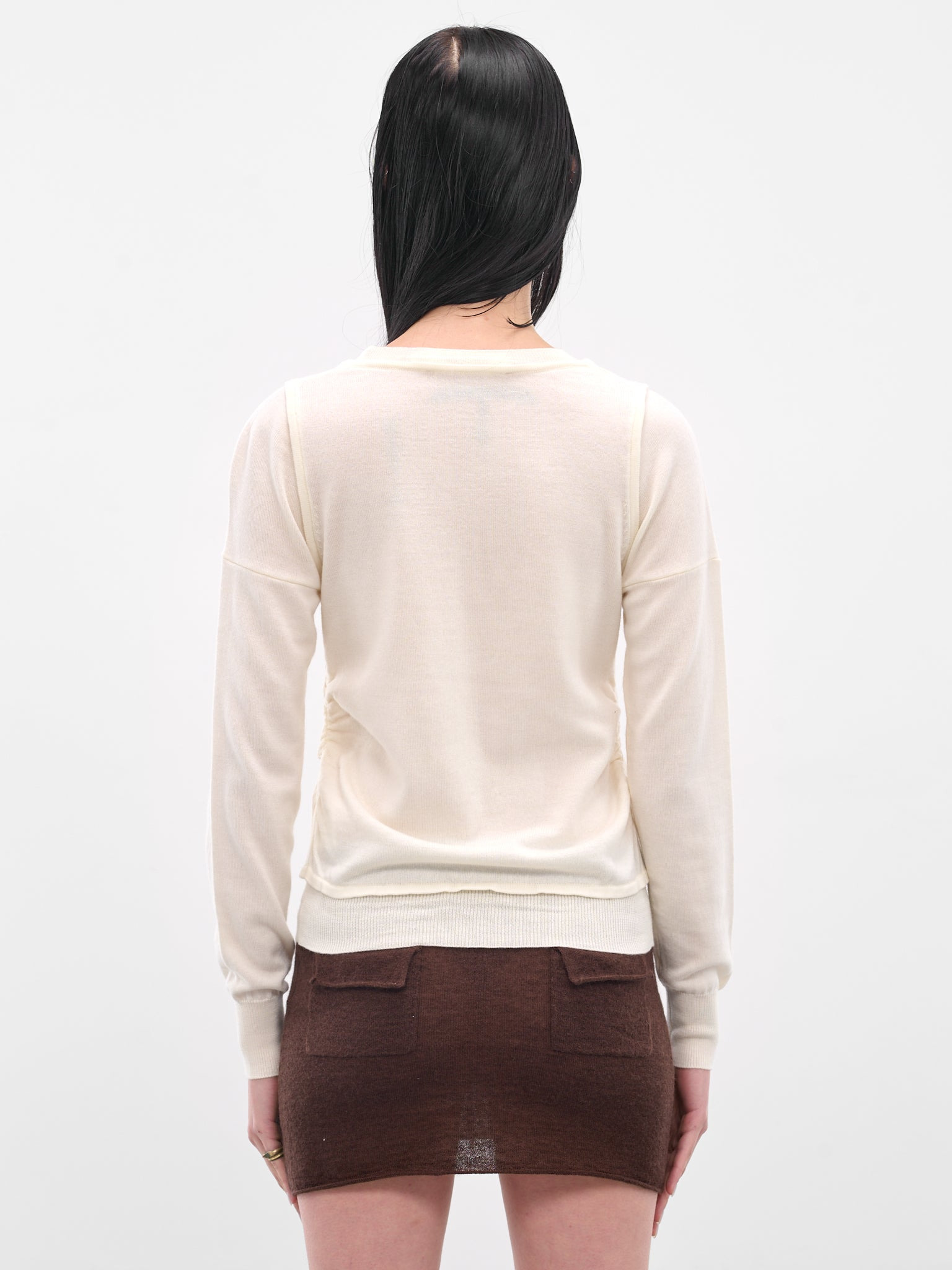 White Double Long Sleeve Sweater - 3