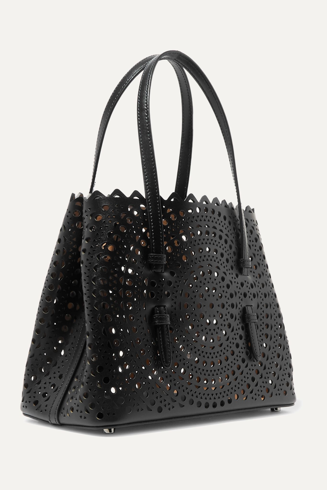 Mina small laser-cut leather tote - 3