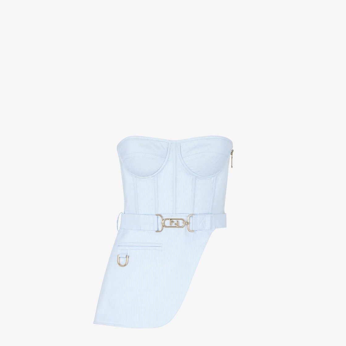 Light blue pinstripe cotton bustier - 1