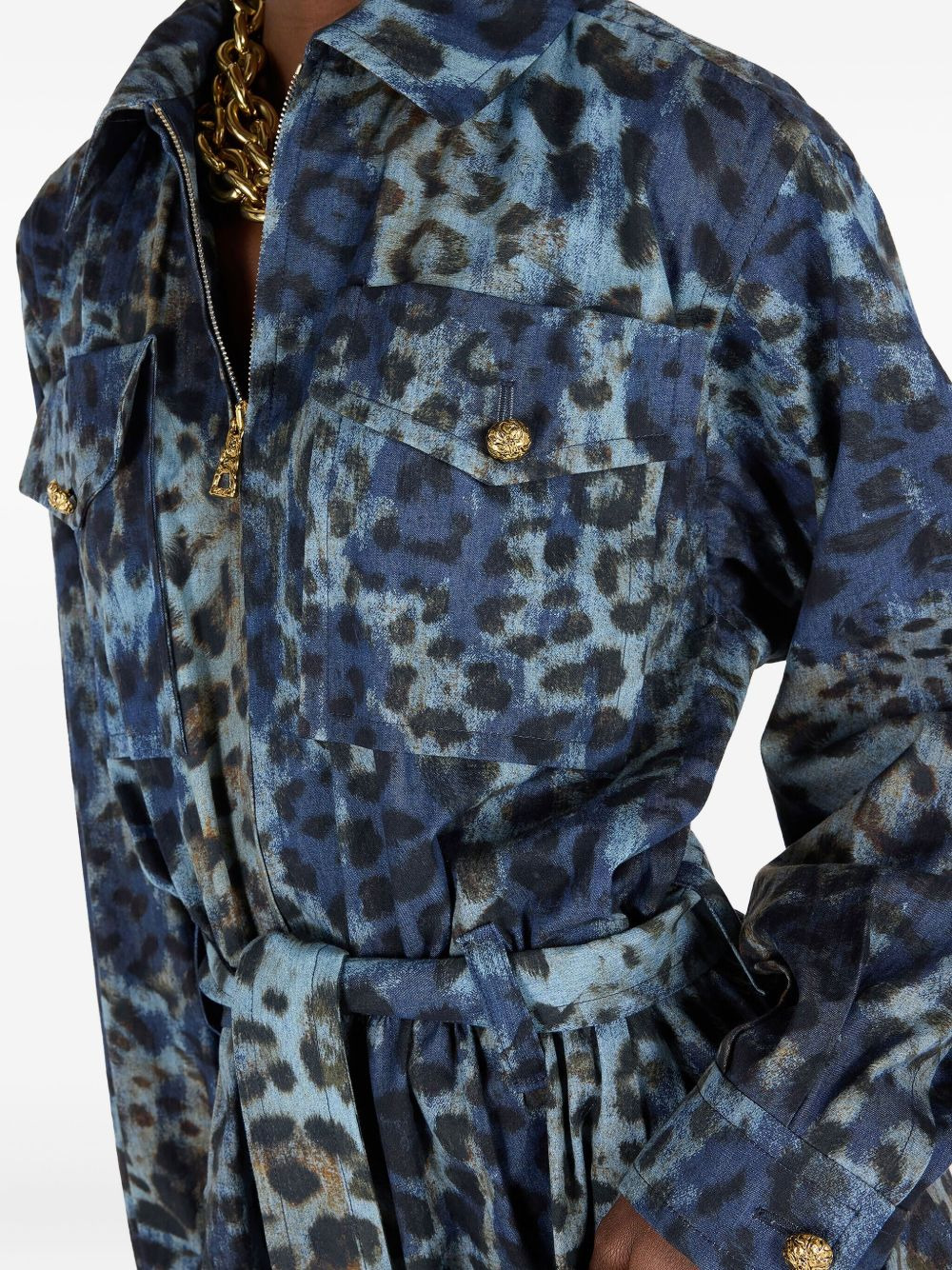 animal-print belted jumpsuit - 6