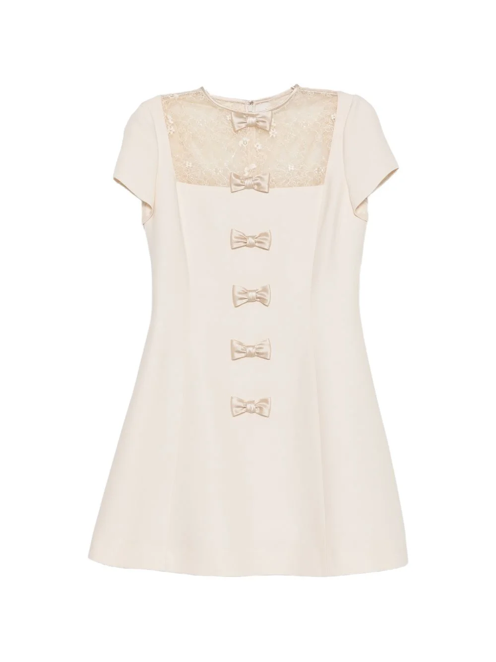 lace-panelled bow-detail mini dress - 1