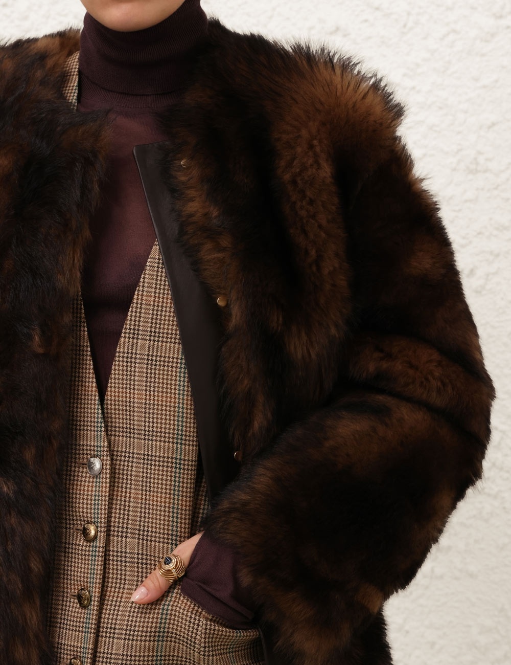 ILLUSTRATION SHEARLING COAT - 5