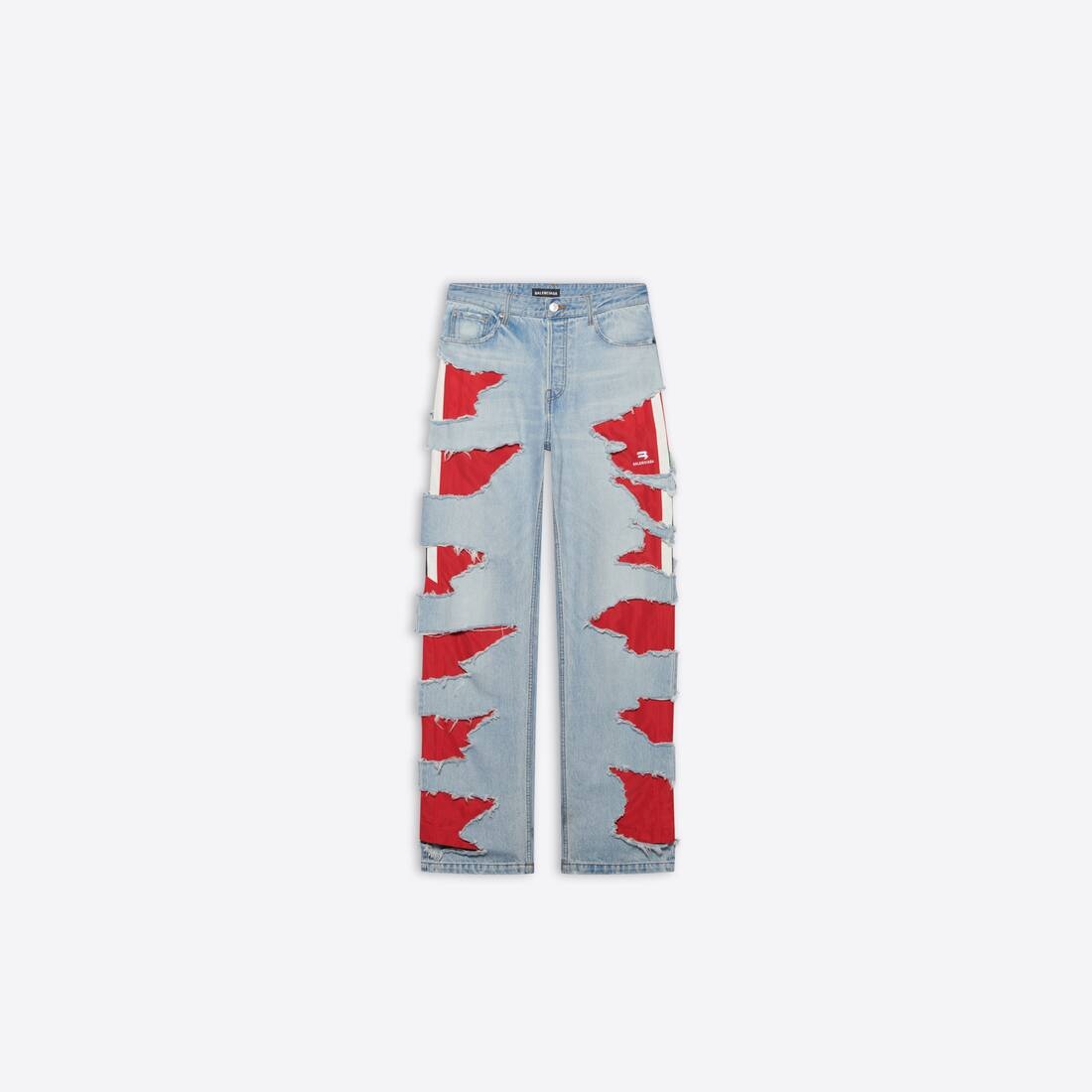 Slashed Loose Fit Pants in Blue - 1