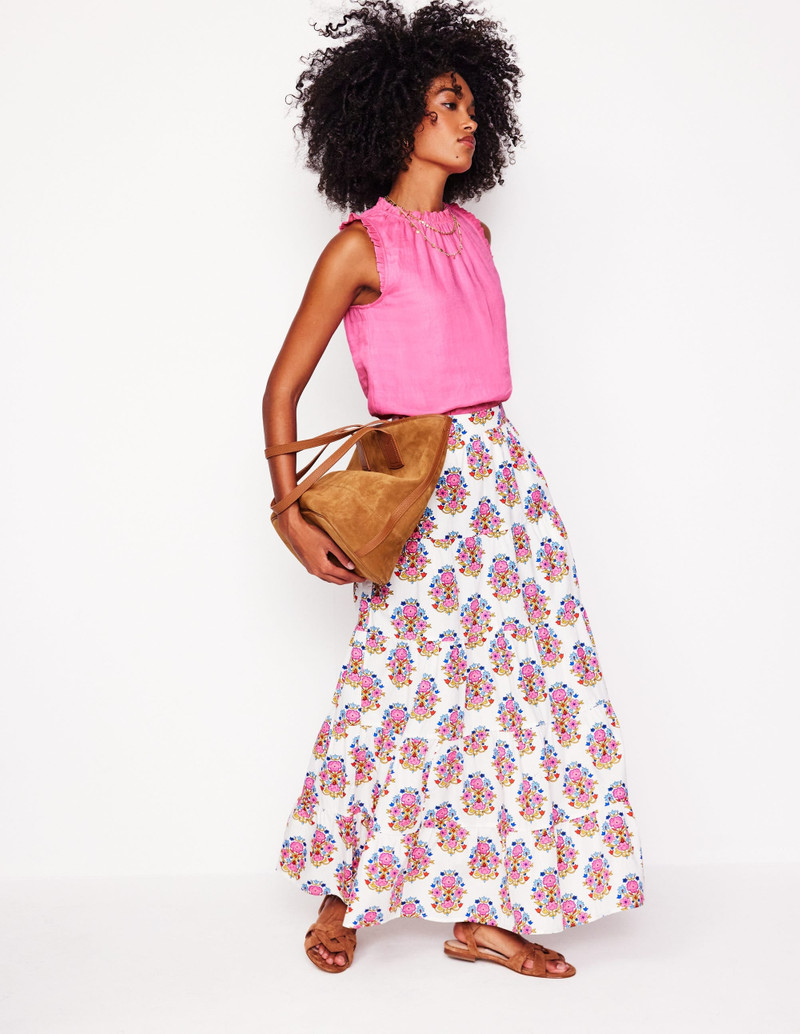 Sophie Ruffle Linen Top-Pink Rose 1