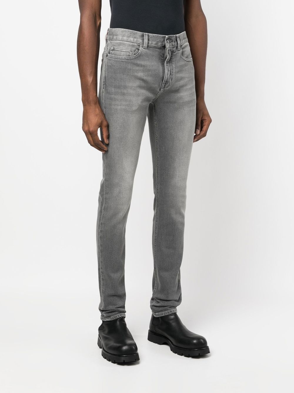 stonewashed straight-leg trousers - 3
