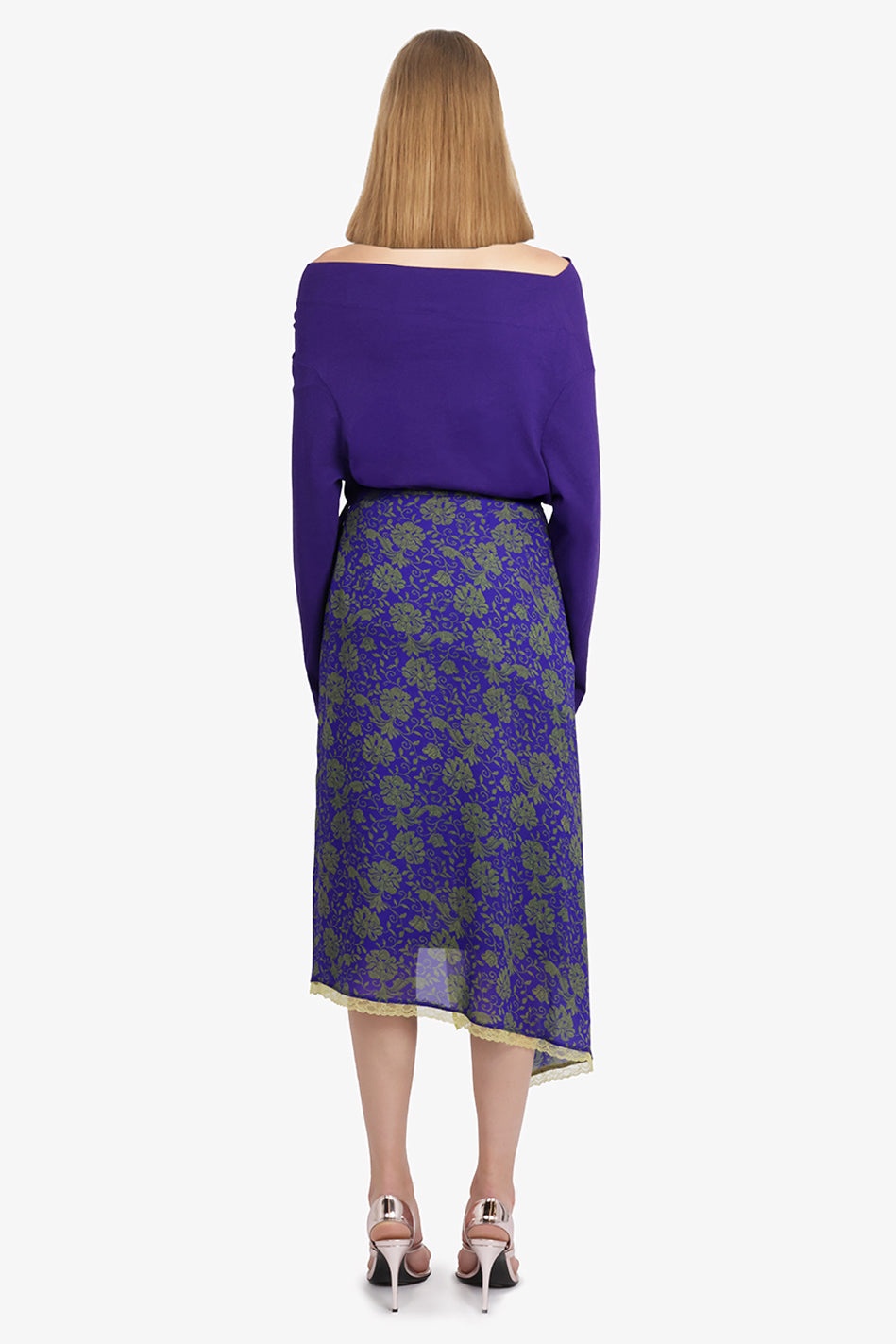 SANNE FLORAL PRINT MIDI SLIT SKIRT | PURPLE/GREEN - 4