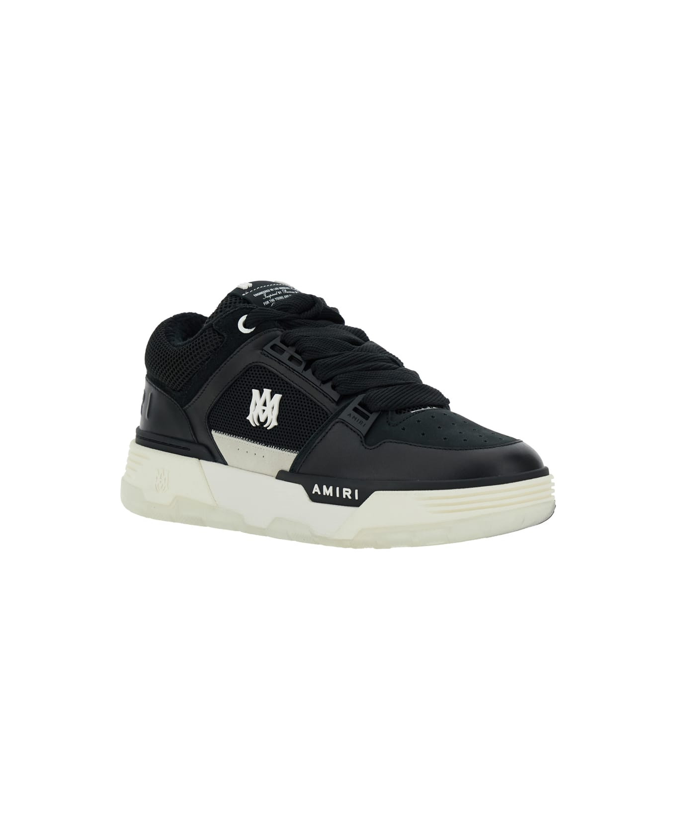 Black Low Top Sneakers With Logo Patch On The Tongue And Logo Lettering On The Heel In Leather Man - 2
