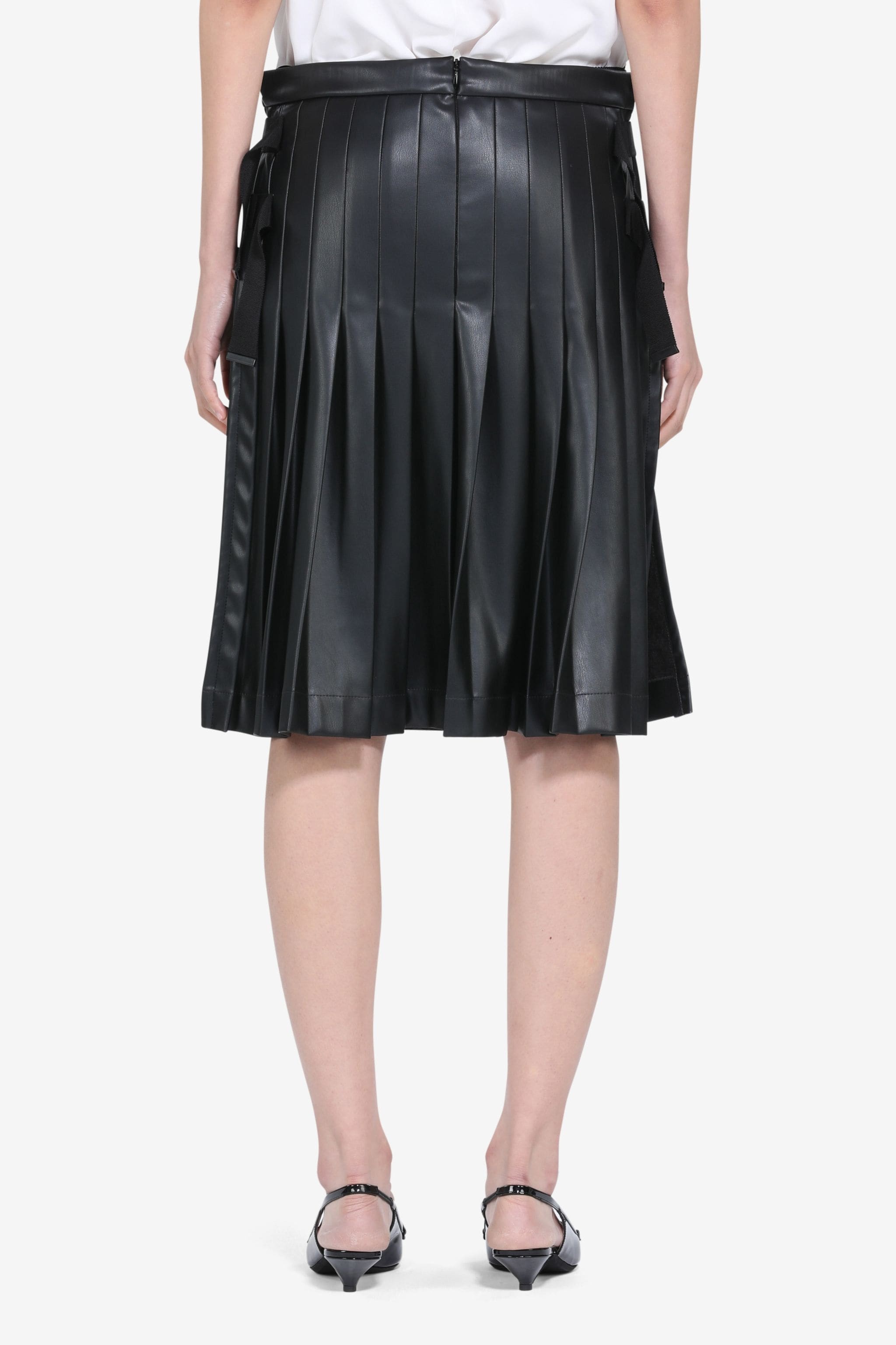 PLEATED SYNTHETIC-LEATHER MIDI SKIRT - 2
