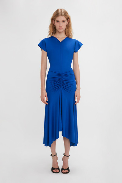 Victoria Beckham Sleeveless Rouched Jersey Dress In Royal Blue outlook