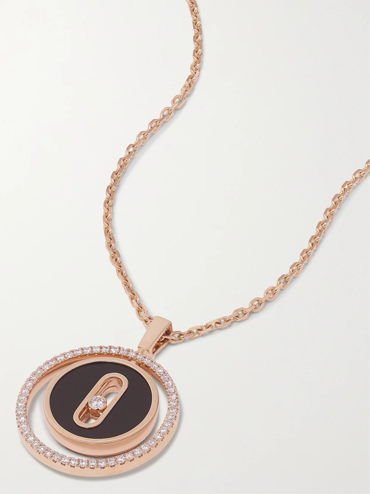 Lucky Move 18-karat Rose Gold, Onyx And Diamond Necklace - 1