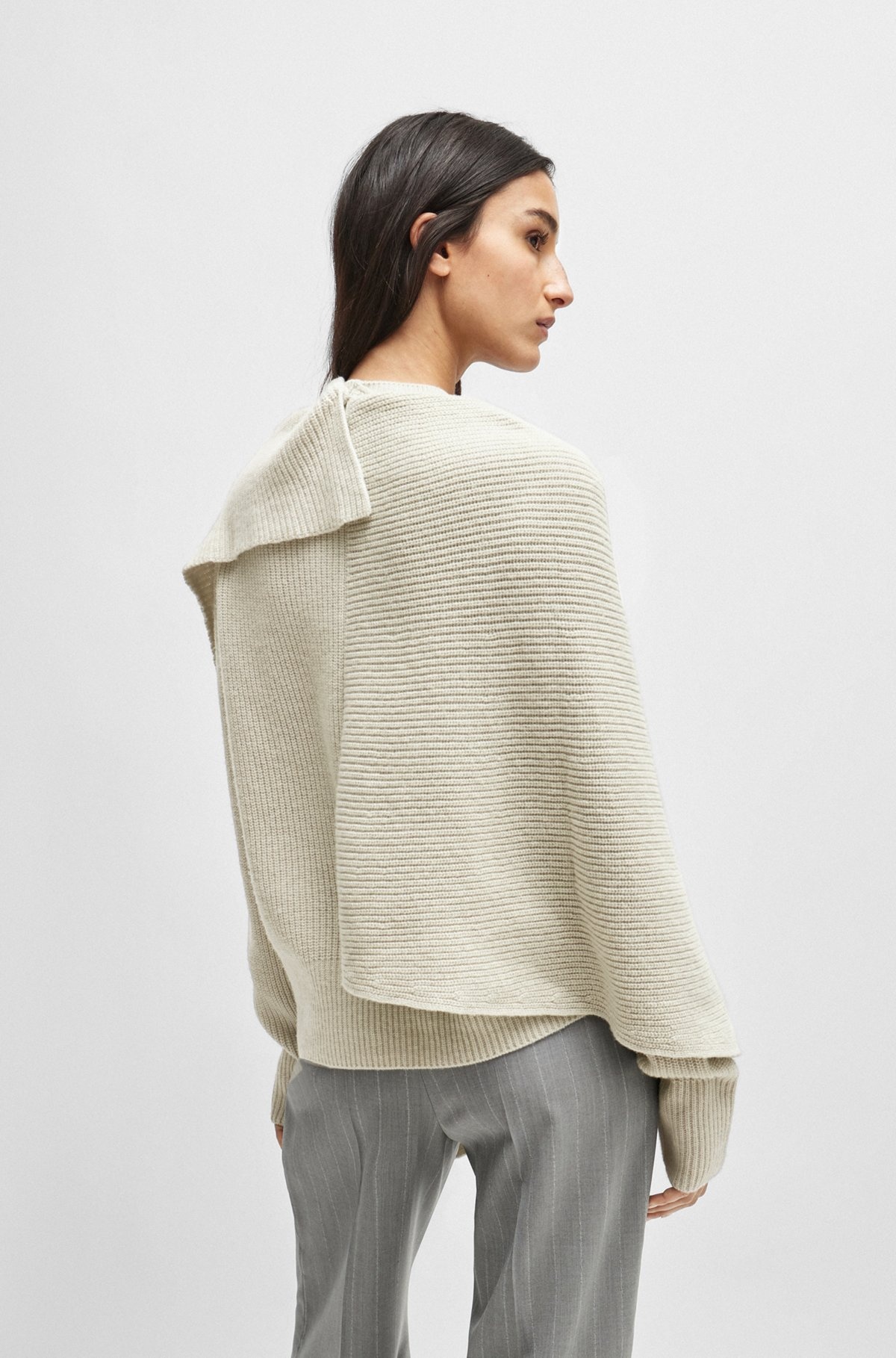 NAOMI X BOSS DRAPE-DETAIL SWEATER IN WOOL AND CASHMERE - 4