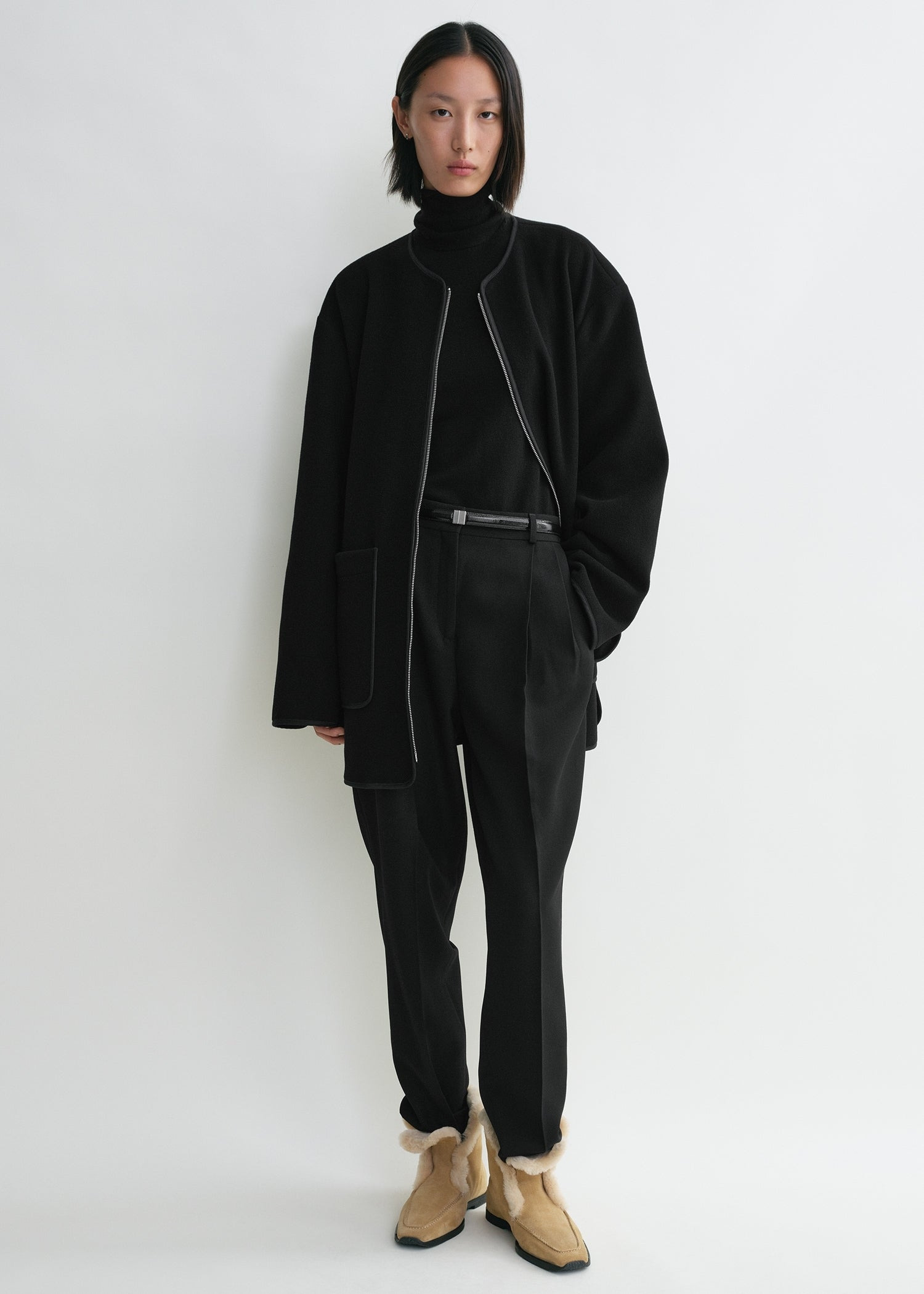 Felted wool jacket black - 2