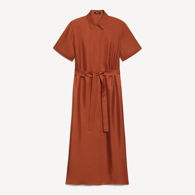 Belted Shirt Dress in Mod Silk Twill 1