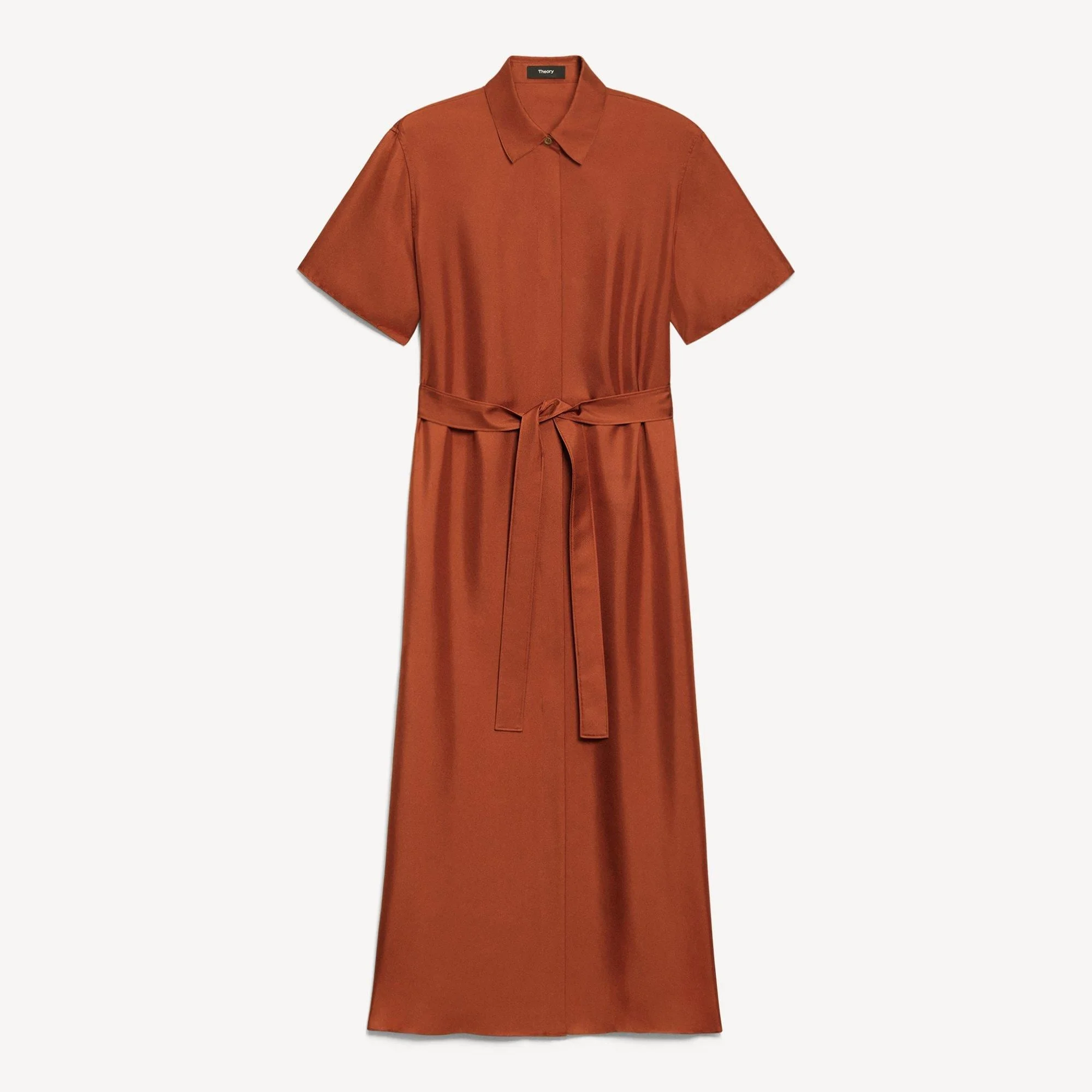 Belted Shirt Dress in Mod Silk Twill - 1