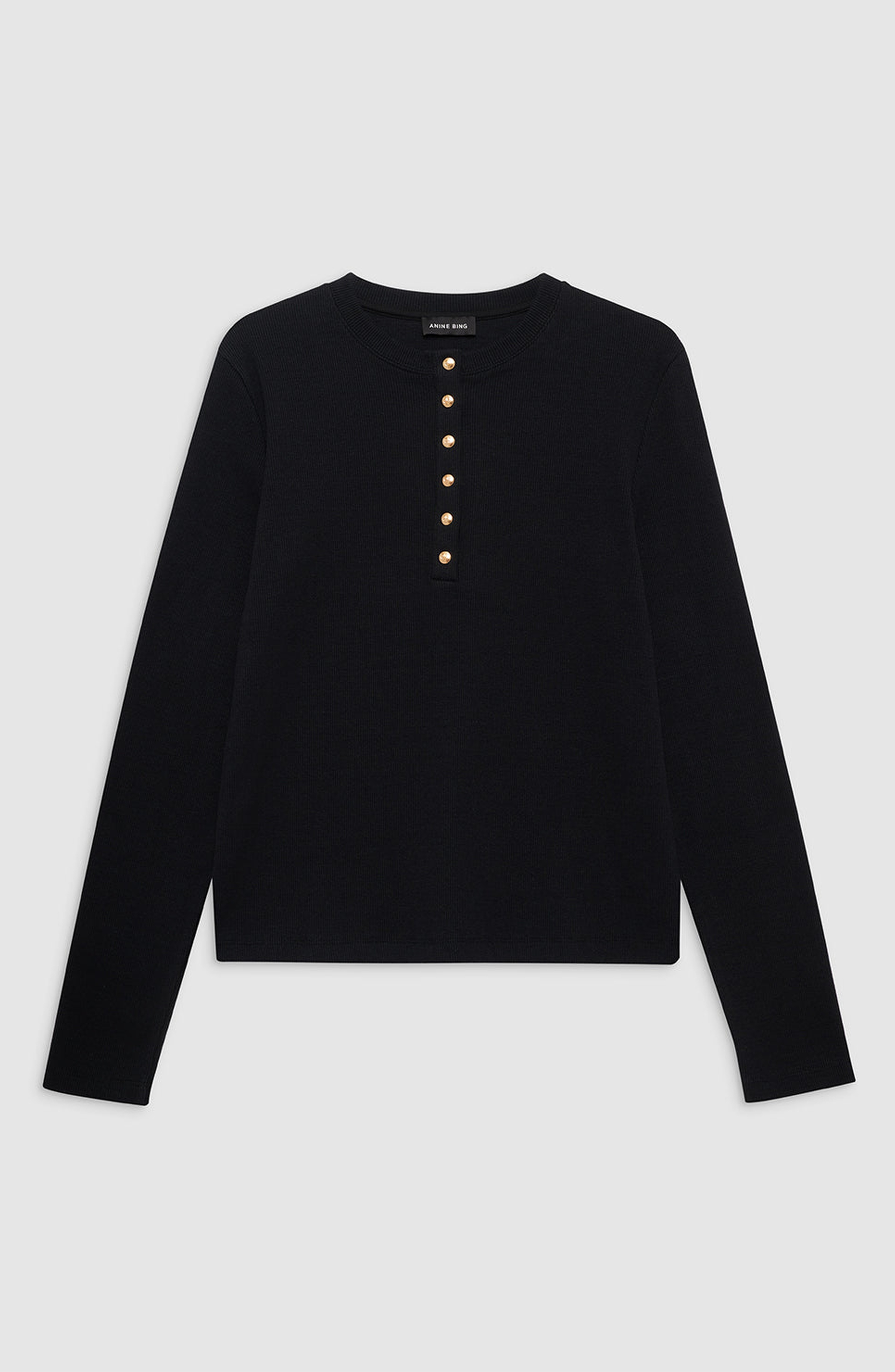 ANINE BING Alessia Long Sleeve Tee in Black at Nordstrom - 4