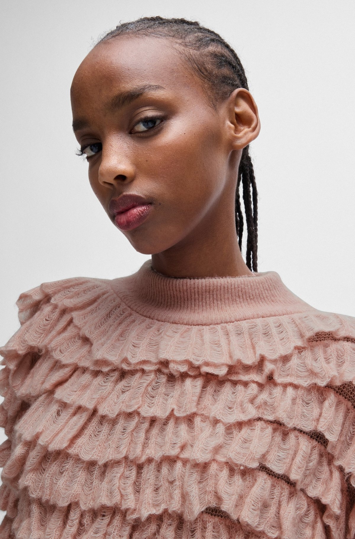 OVERSIZE-FIT MOCK-NECK SWEATER WITH FRILLED STRUCTURE - 5