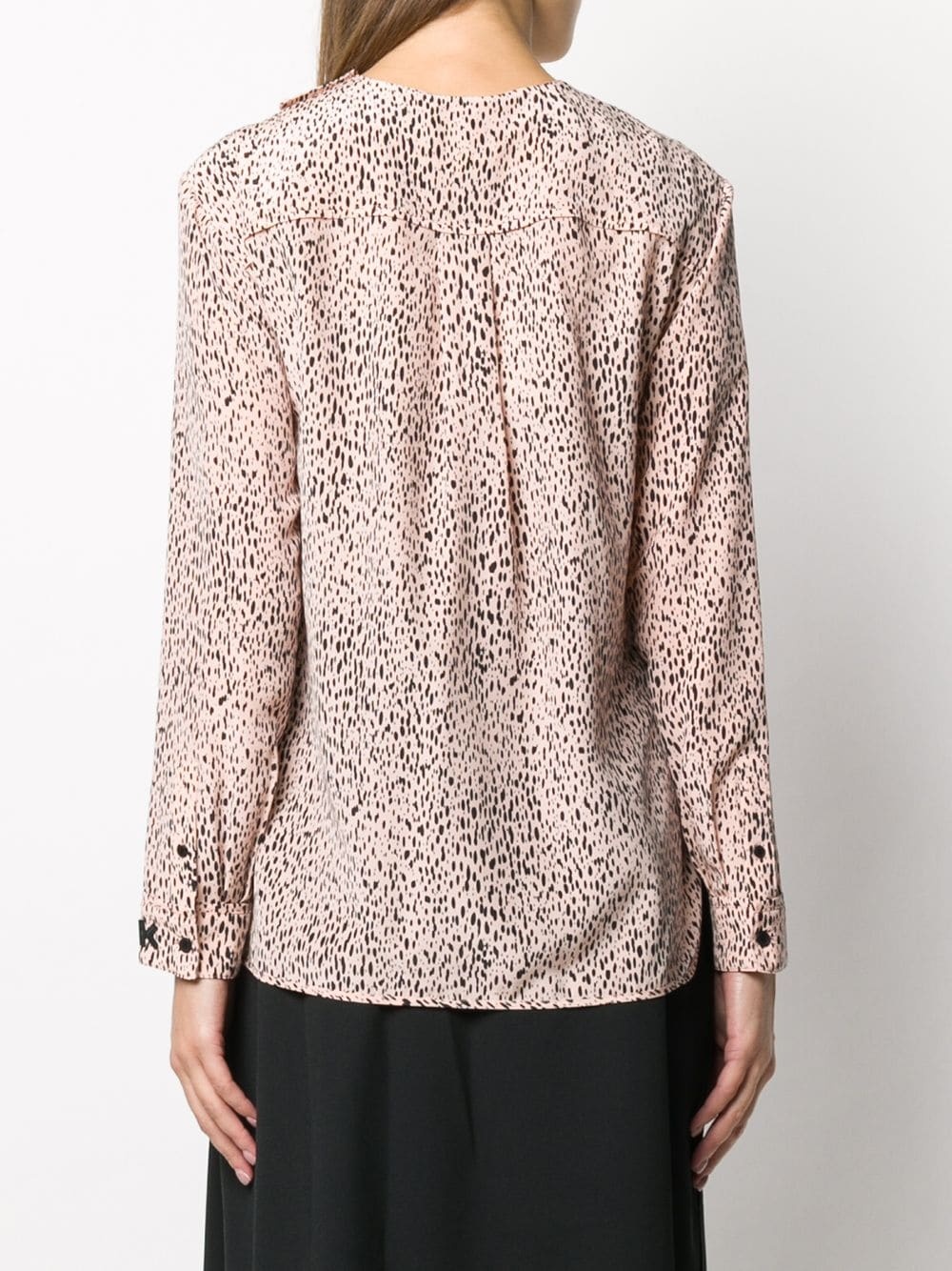 dot print button-detail blouse - 4