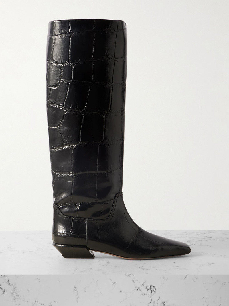 Bettina croc-effect leather boots Black 1
