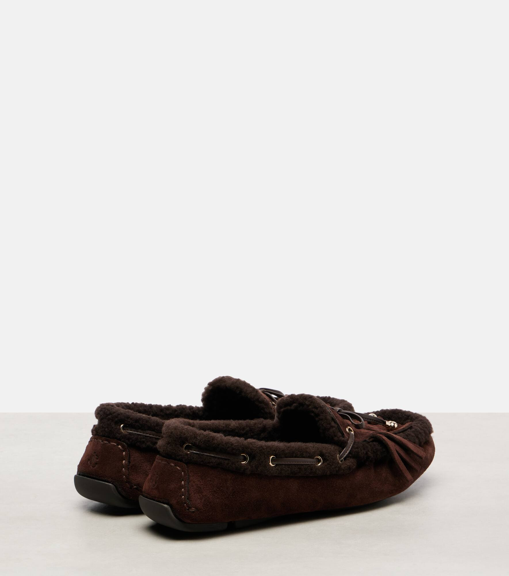 Manon shearling-trimmed suede boat shoes - 2