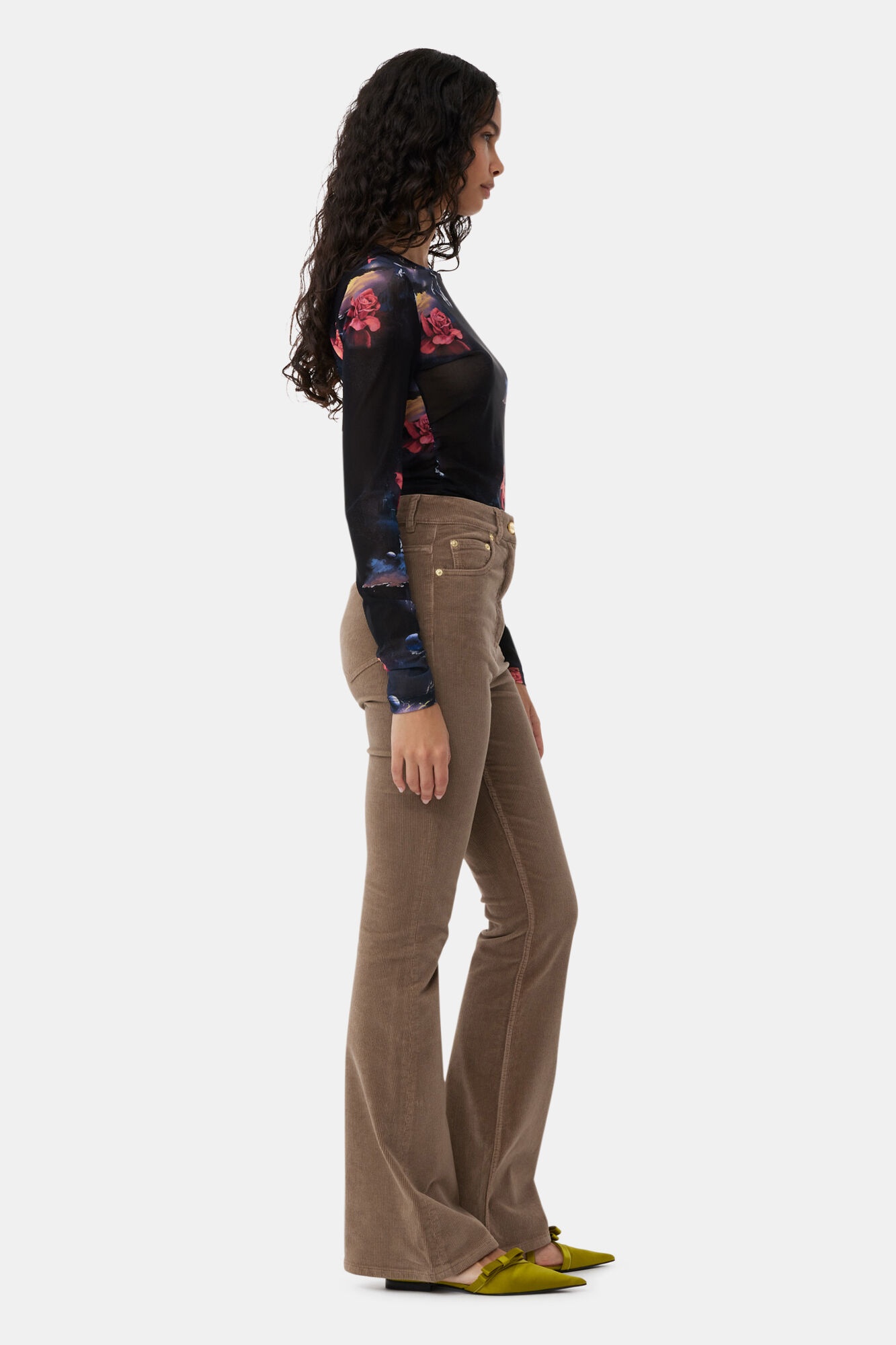 BROWN WASHED CORDUROY IRY TROUSERS - 4