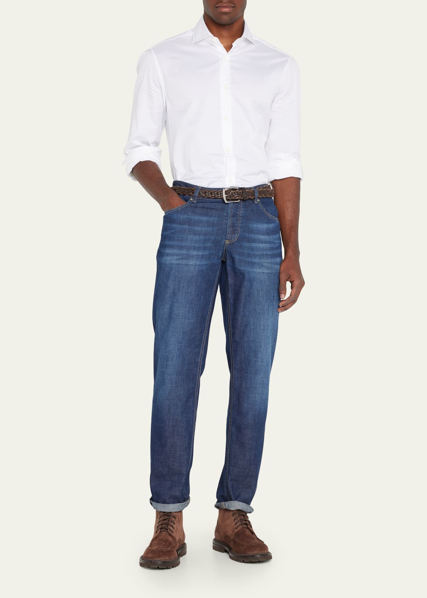 Men's Spread Collar Cotton Sport Shirt - 2
