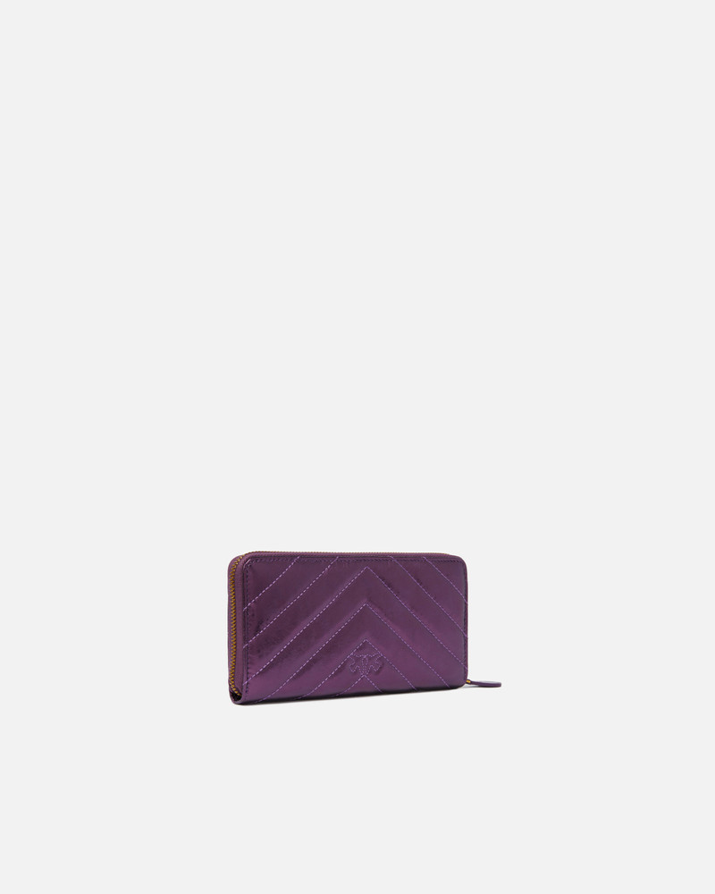 PINKO RECTANGULAR WALLET IN METALLIC QUILTED LEATHER outlook