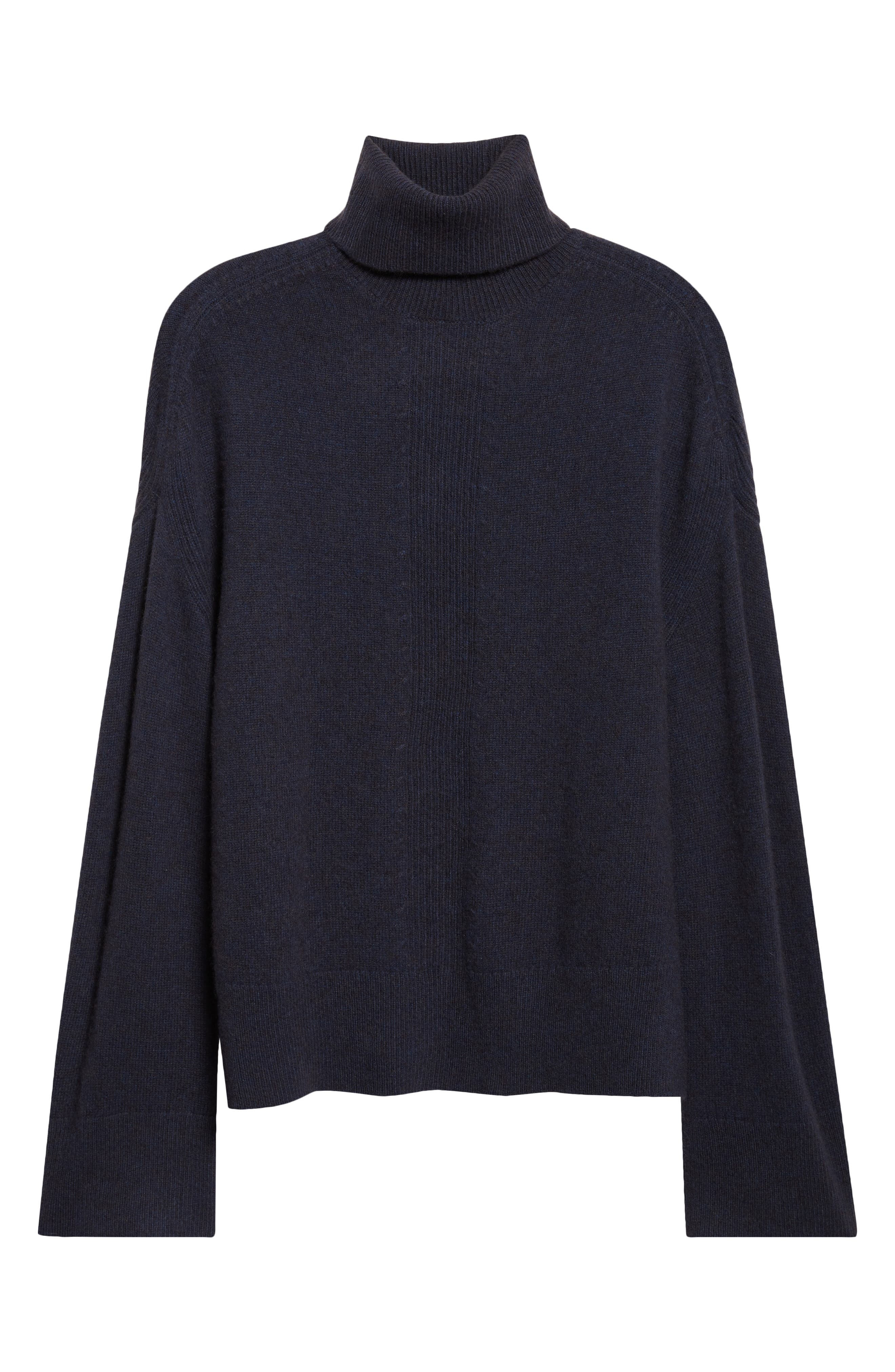 Emporio Armani Melange Turtleneck Wool Sweater in Solid Medium Blue at Nordstrom - 6