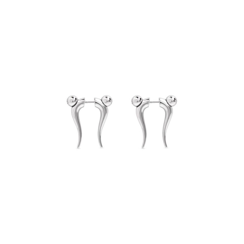 BALENCIAGA Force Double Horn Earrings  in Silver outlook