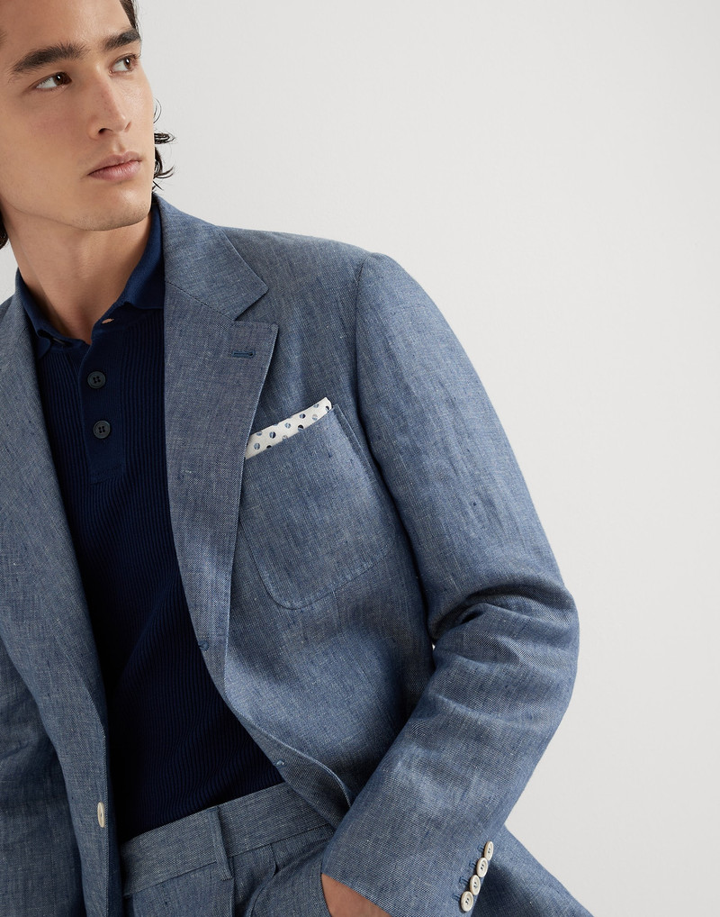 Denim-effect 리넨 deconstructed blazer 와 패치 포켓 3