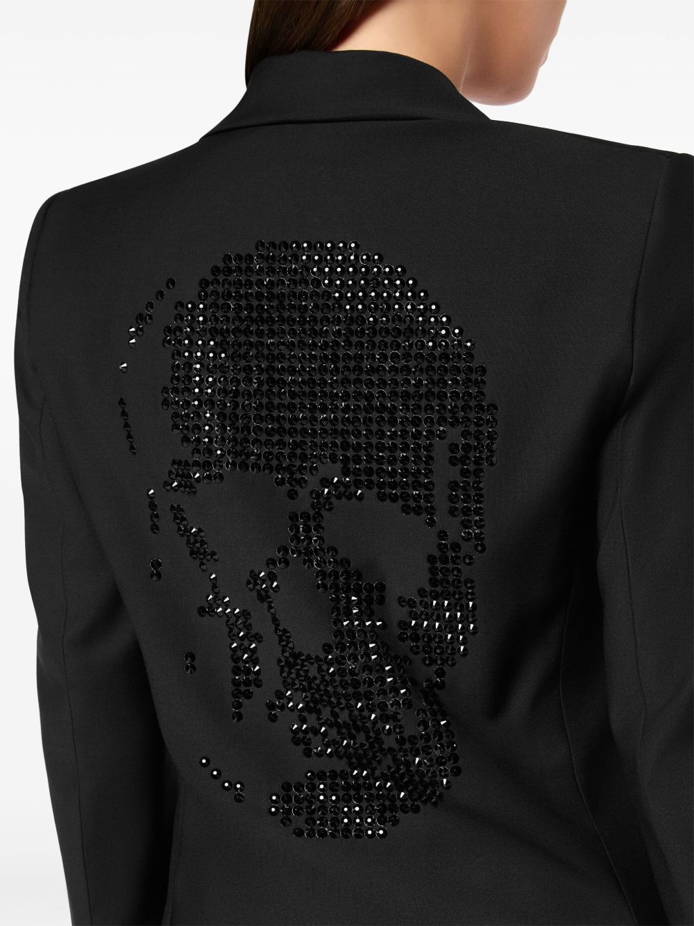 Skull-strass wool blazer - 5