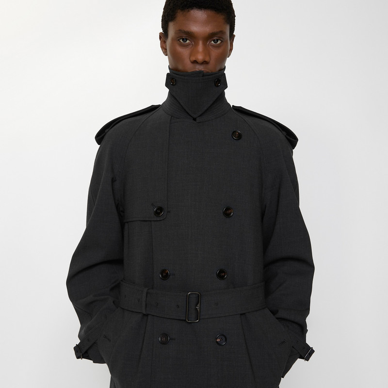 Long Bonded Stretch Wool Trench Coat 5
