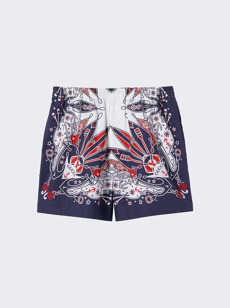 Bandana Print Cotton Shorts Blue - 1