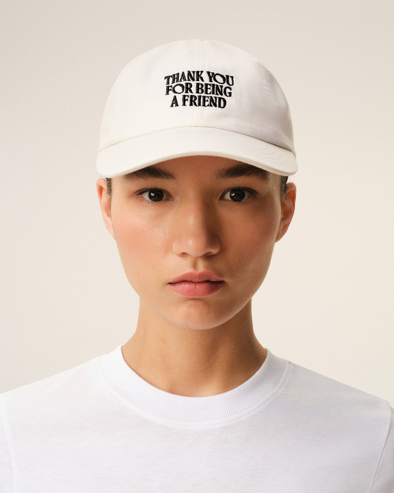 AMI Paris WHITE COTTON THANK YOU FOR BEING A FRIEND EMBROIDERY CAP outlook
