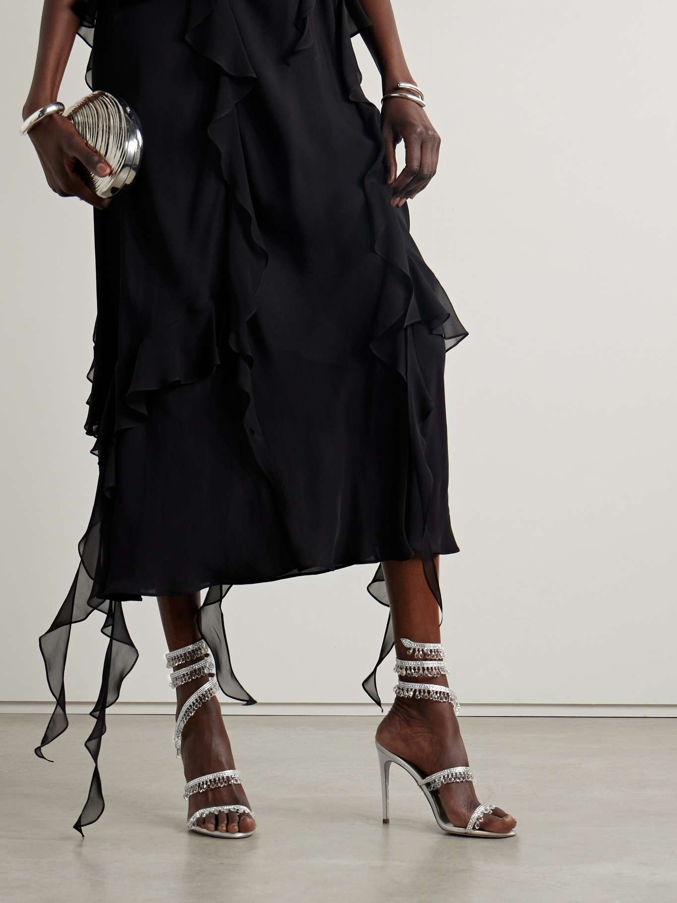 Cleo embellished satin and leather sandals - 2