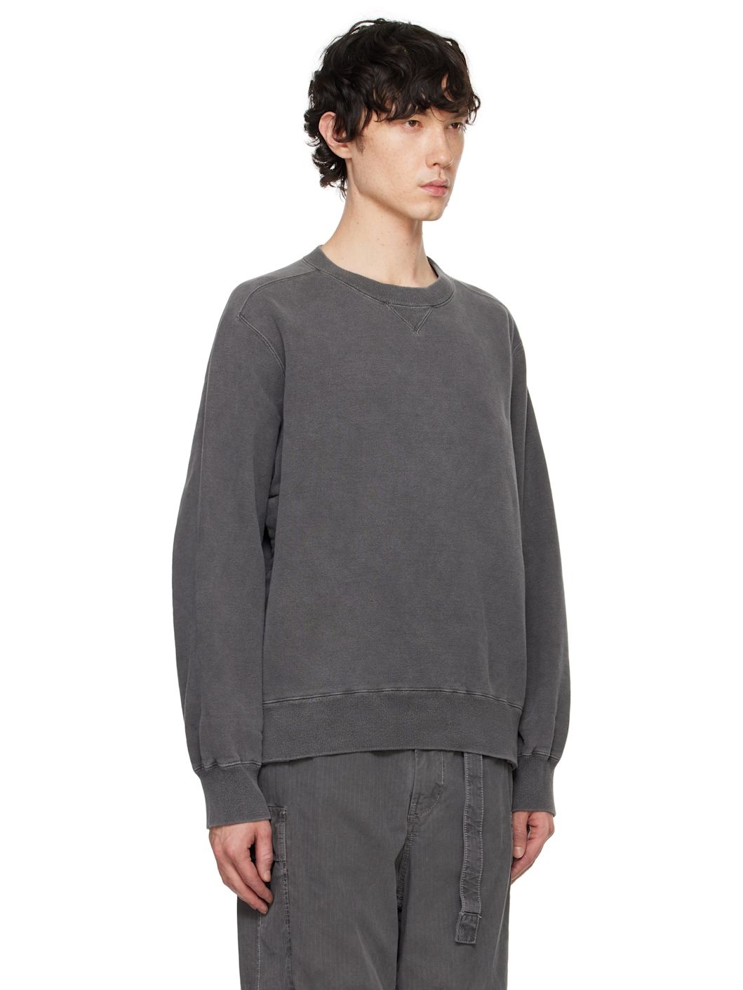 Gray Garment Dye Cotton Jersey Sweatshirt - 2