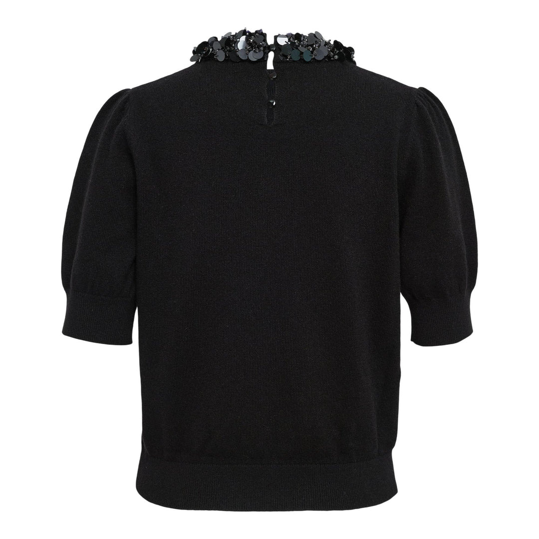 Liv Embroidered Cashmere Short Sleeve Knit Top - 2
