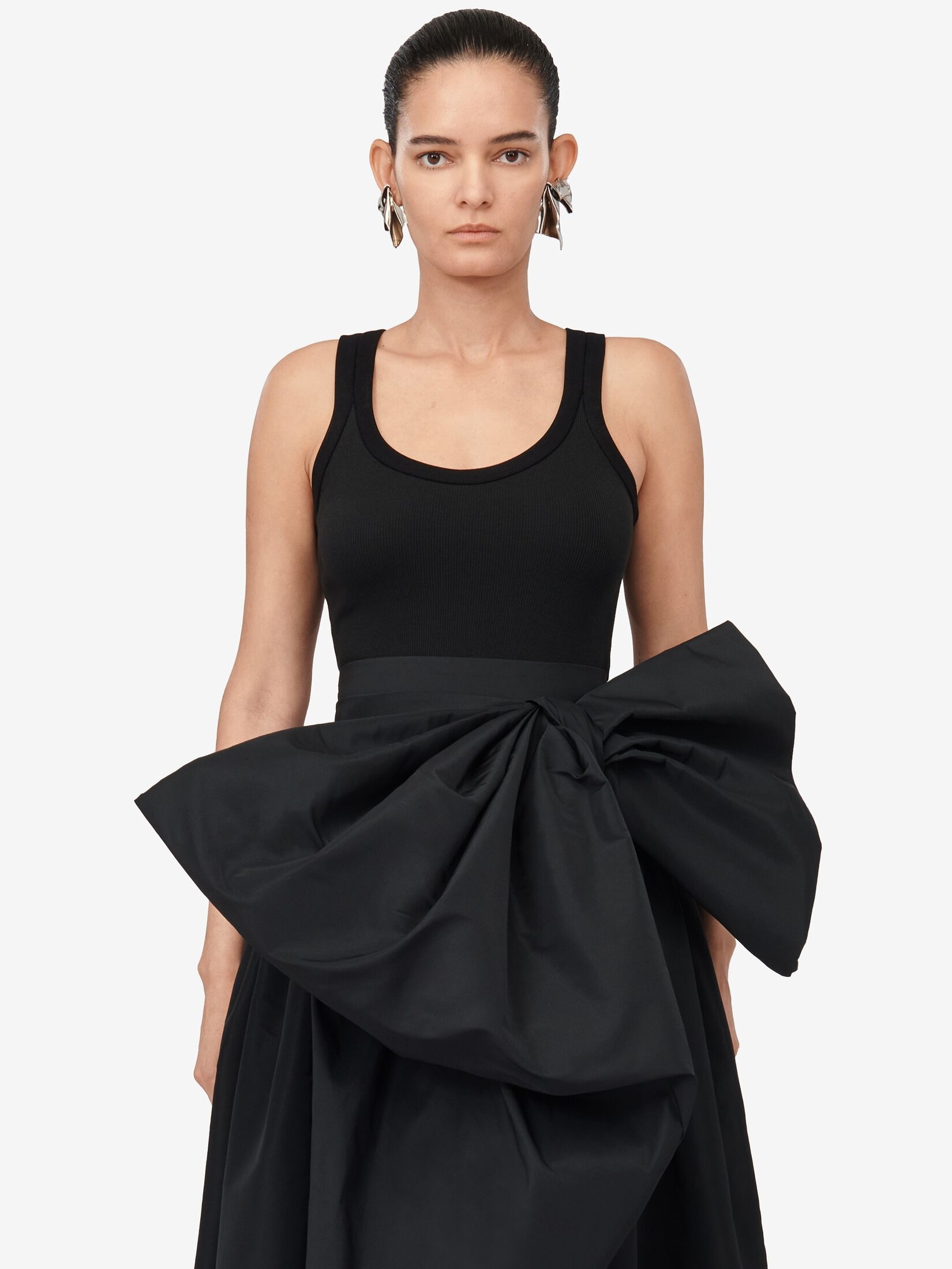 Women's Hybrid Bow Dress in Black - 5