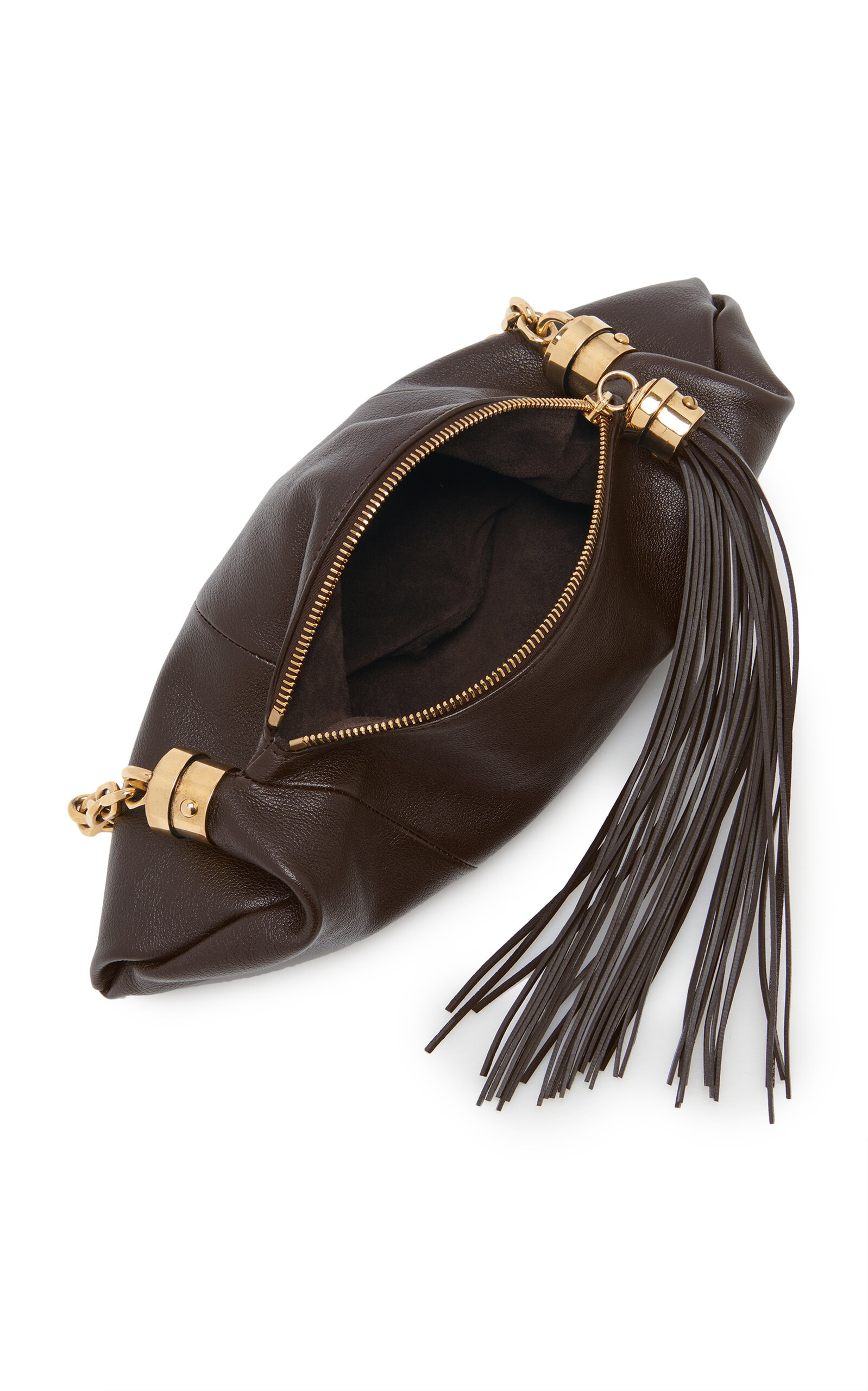 Tassel-Embellished Leather Foulard Bag brown - 5