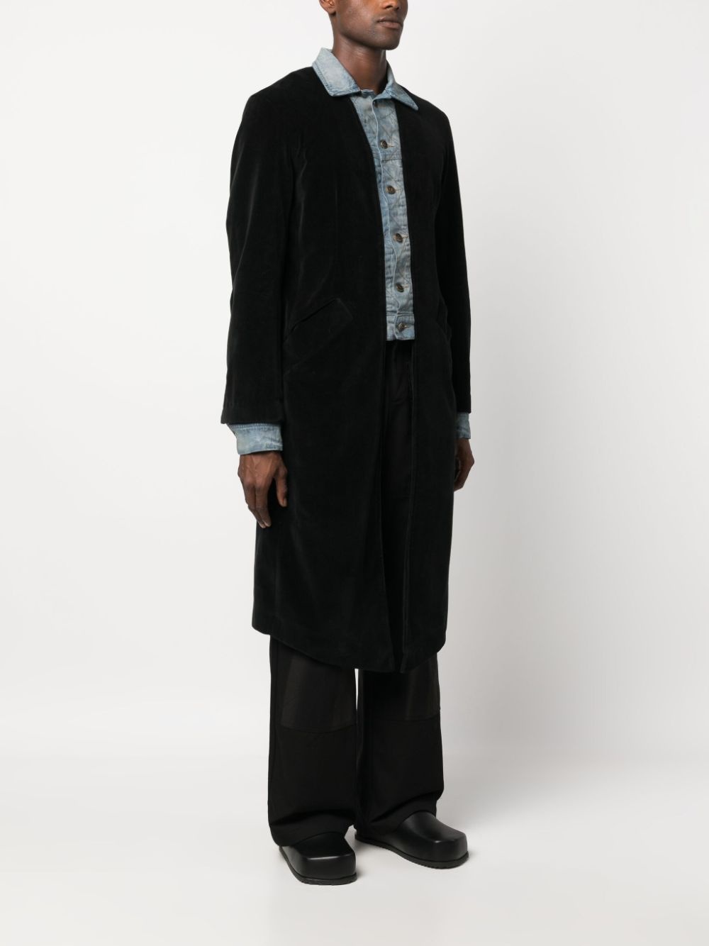 layered cotton coat - 3