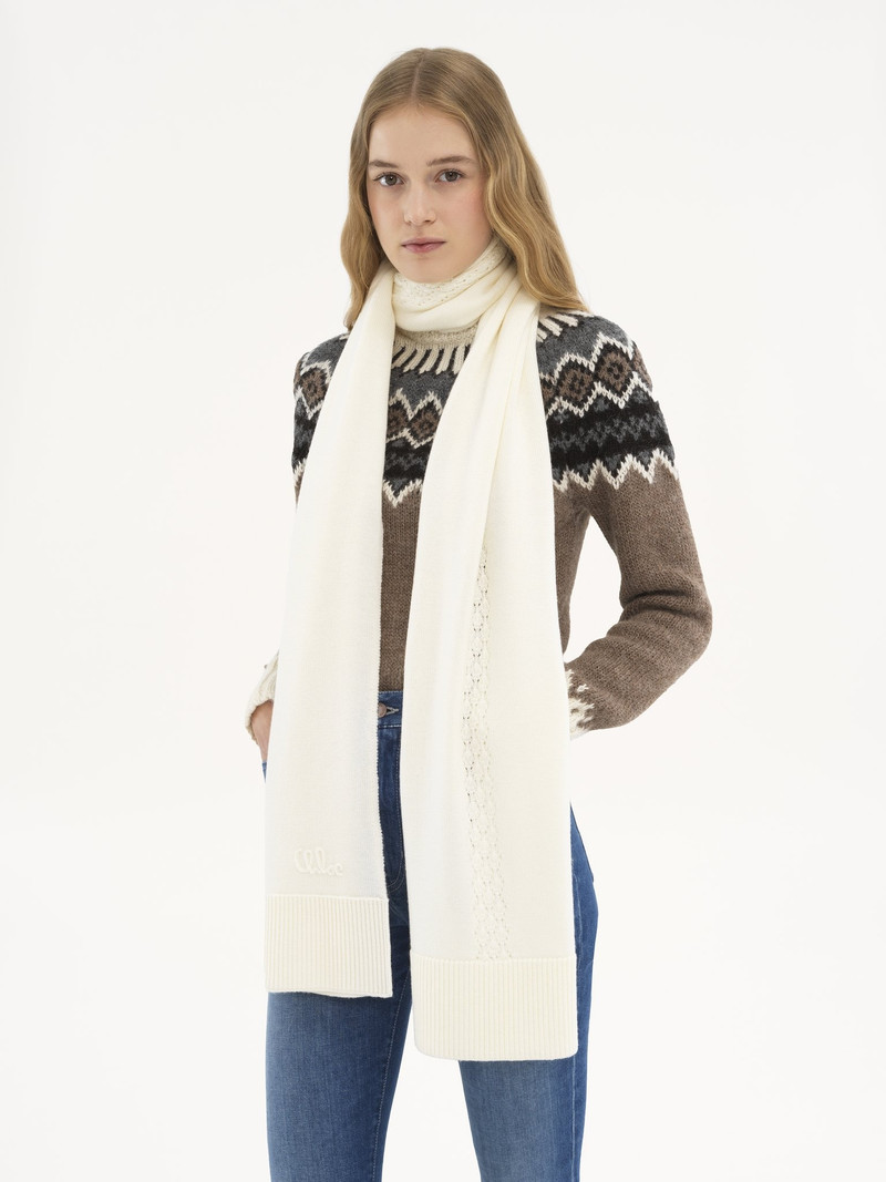Chloé THE CHLOÉ LACE KNIT SCARF IN WOOL & LACE JACQUARD outlook