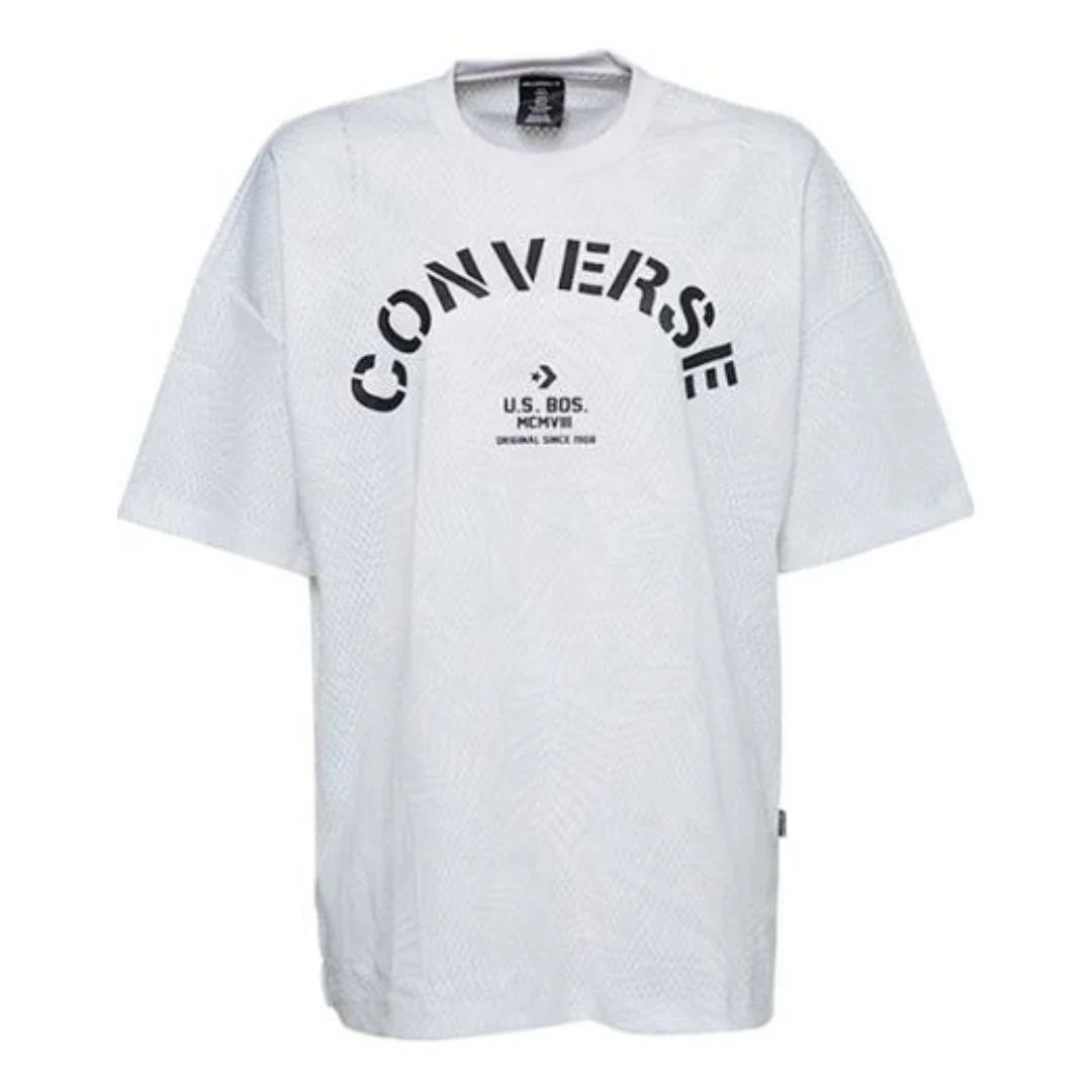 (WMNS) Converse Areca Palm Mesh Boxy T-Shirt 'White Black' 10008467-A04 - 1