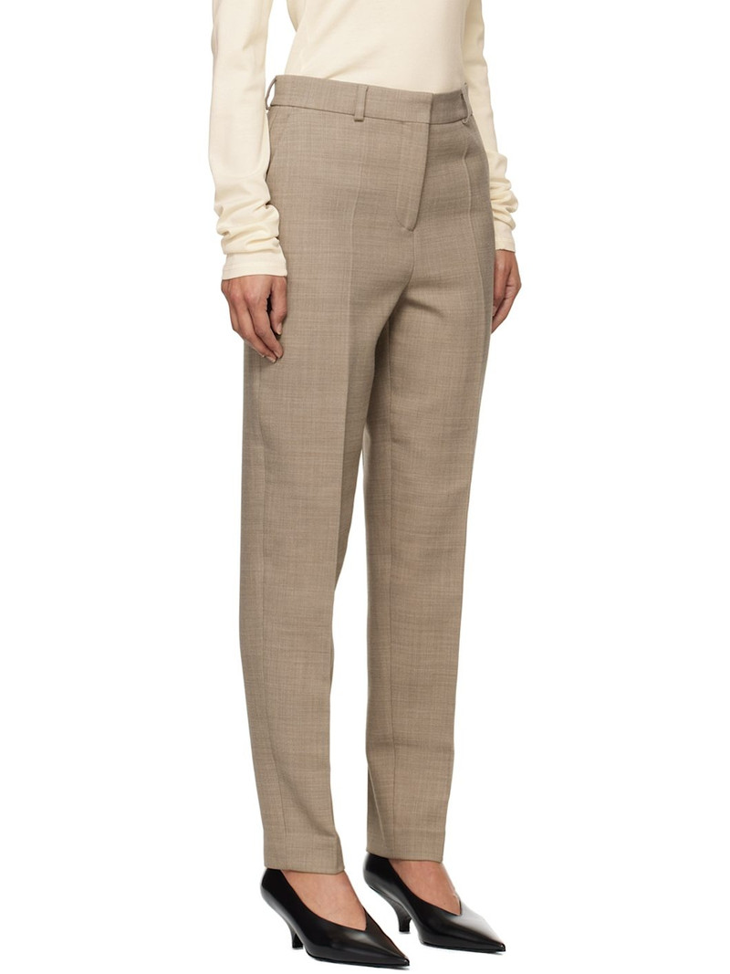 Beige Low-Waist Tailored Trousers 2